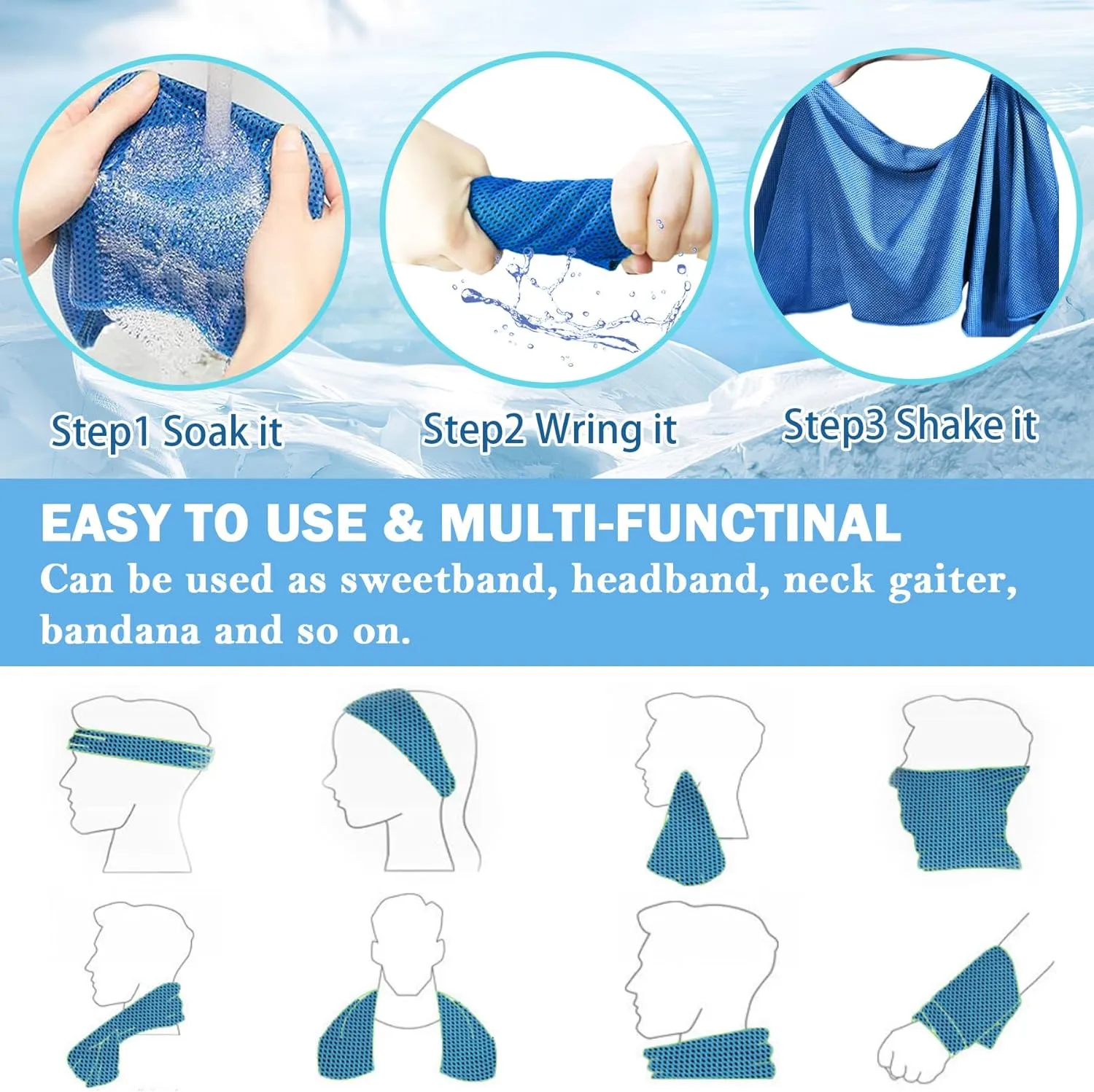 30Pack Cooling Towels for Neck and Face (40"x12"), Ice Microfiber Cooling Towels Bulk for Workout Chill Sweat Towels Cooling Neck Wraps for Gym Yoga Golf Running Sport