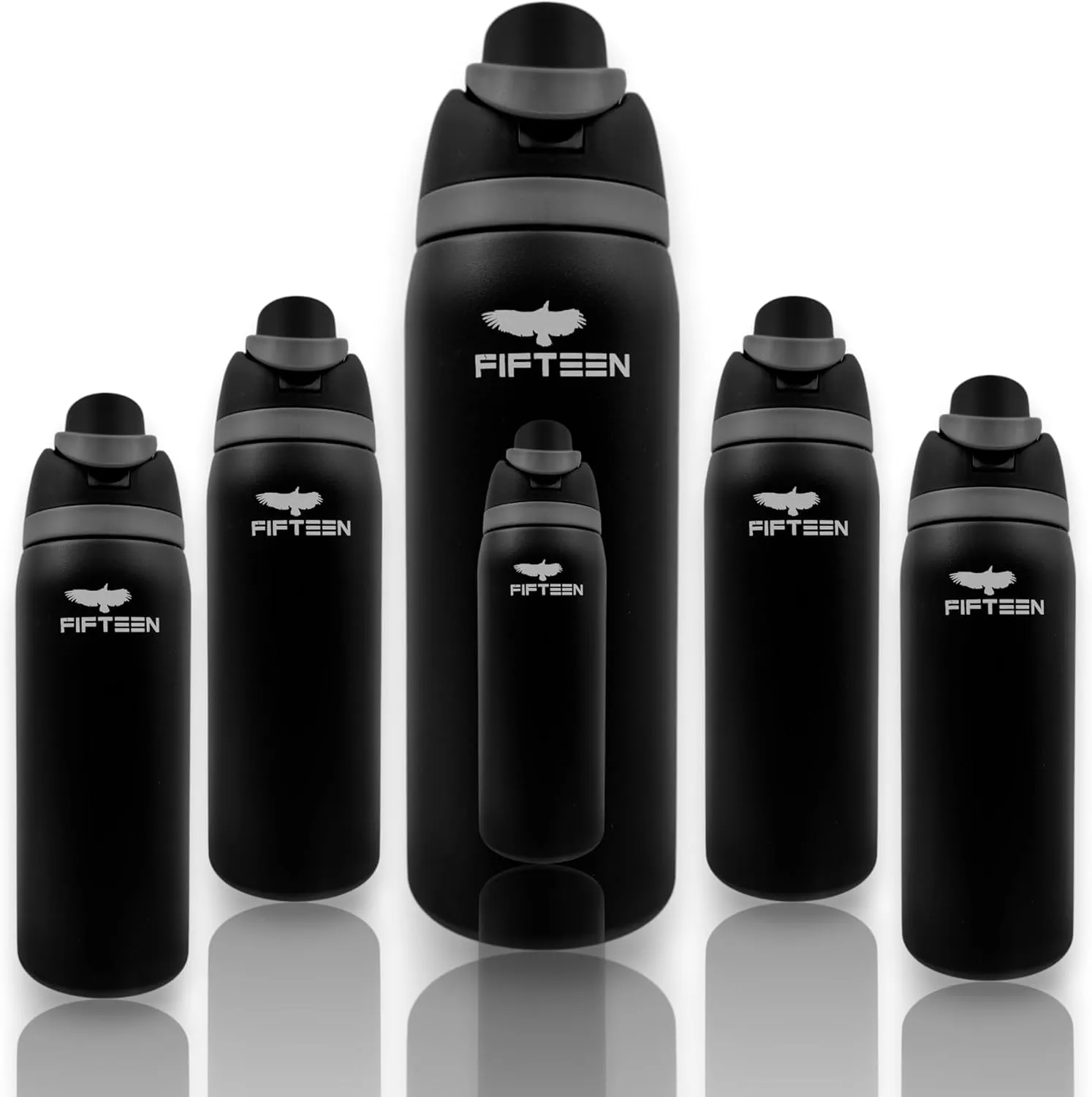 32oz Insulated Stainless Steel Water Bottle – Leakproof & BPA-Free, Flip Straw & Handle Lid, Double Wall Vacuum Flask for Hot & Cold Drinks – Ideal for Gym, Travel, Office (Black)