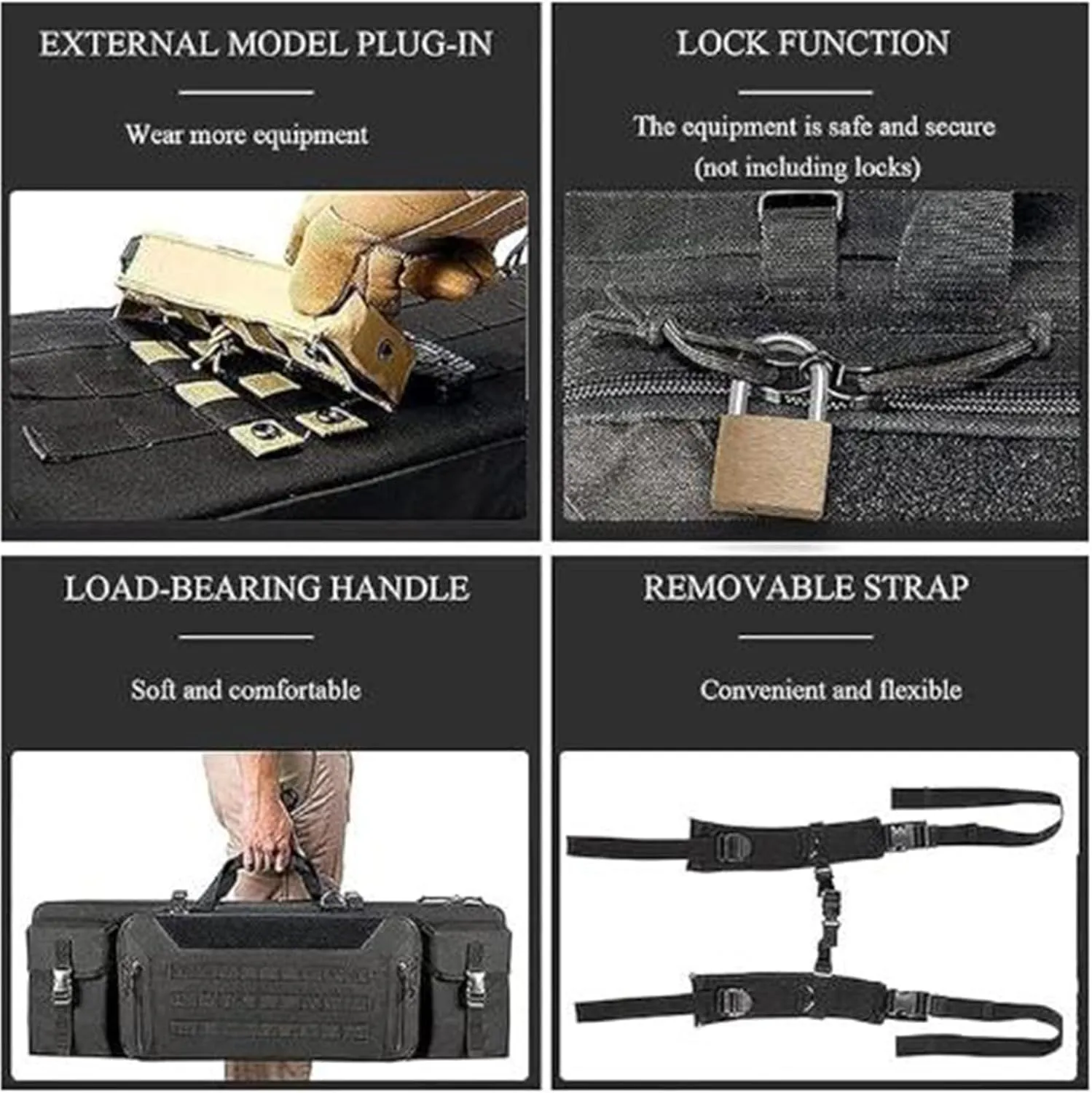 36/42 inch Double Rifle Case Soft Bag Gun Case, with Backpack Strap, Lockable Compartment, Rifle Backpack Rifle Bag Gun Case for Outdoor Hunting Shooting Range