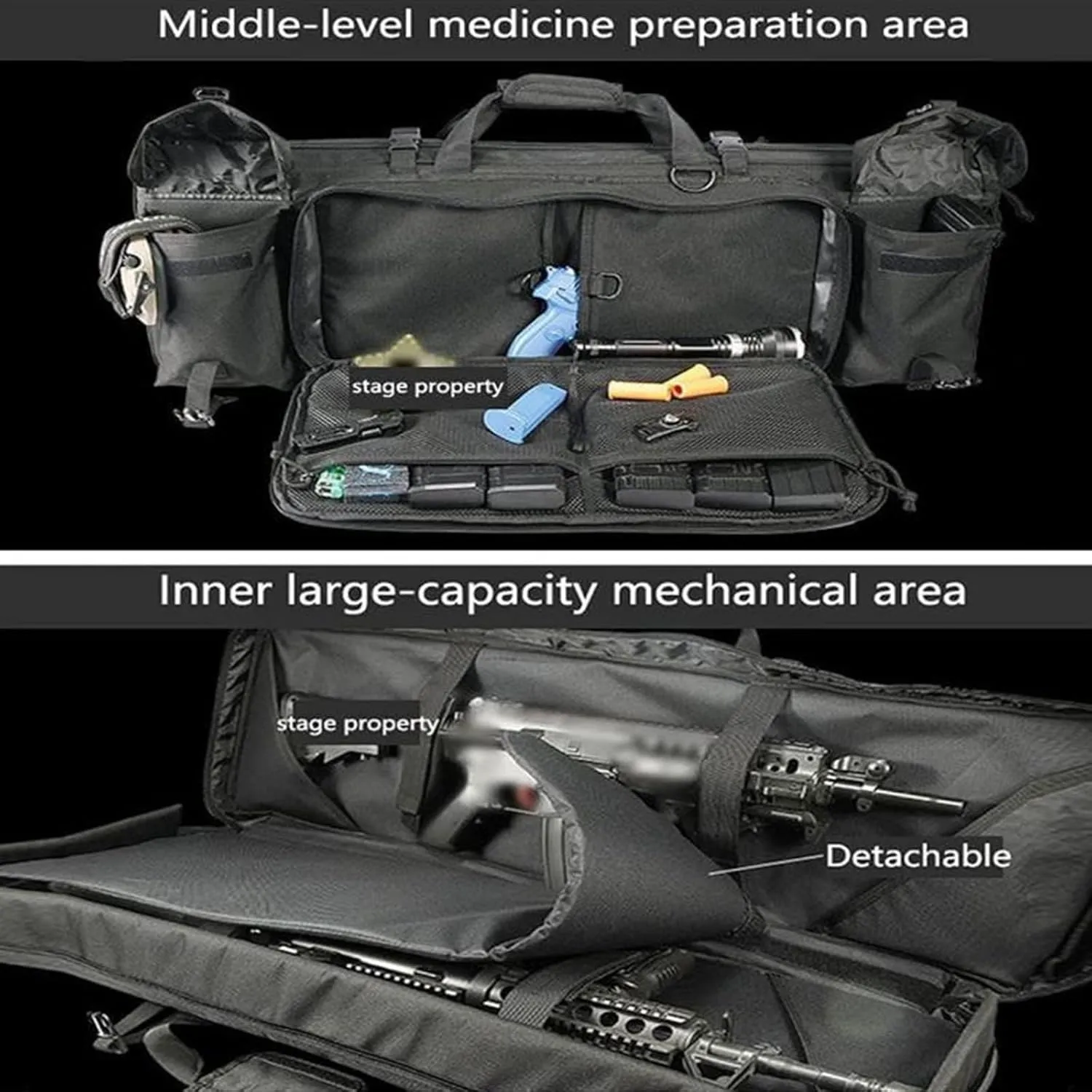 36/42 inch Double Rifle Case Soft Bag Gun Case, with Backpack Strap, Lockable Compartment, Rifle Backpack Rifle Bag Gun Case for Outdoor Hunting Shooting Range