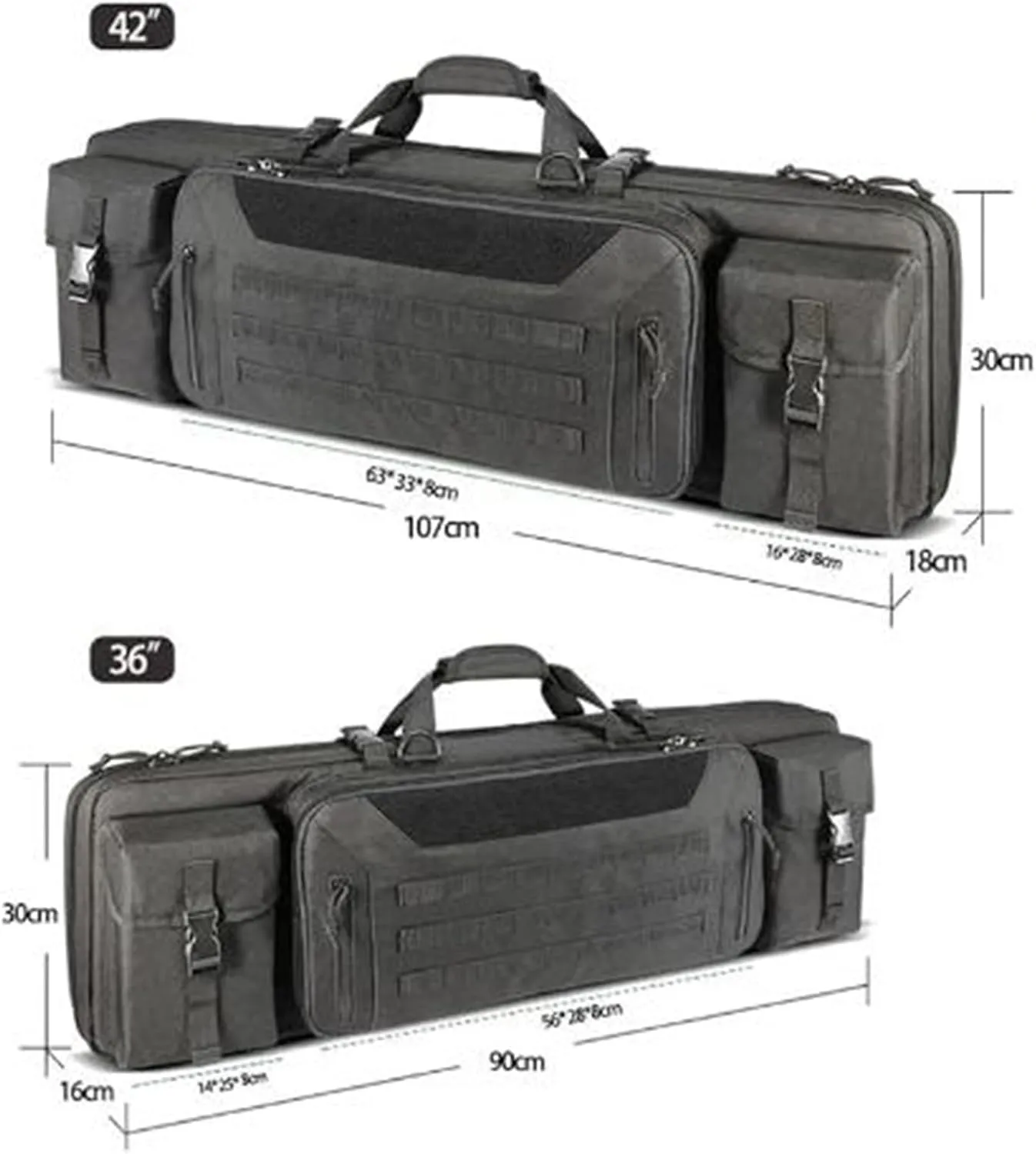 36/42 inch Double Rifle Case Soft Bag Gun Case, with Backpack Strap, Lockable Compartment, Rifle Backpack Rifle Bag Gun Case for Outdoor Hunting Shooting Range