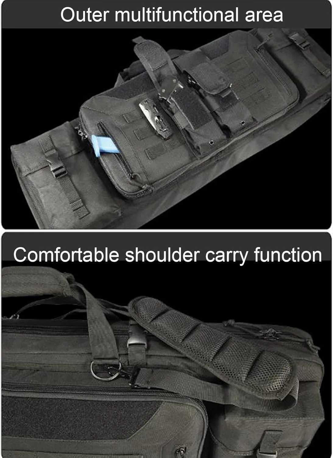 36/42 inch Double Rifle Case Soft Bag Gun Case, with Backpack Strap, Lockable Compartment, Rifle Backpack Rifle Bag Gun Case for Outdoor Hunting Shooting Range