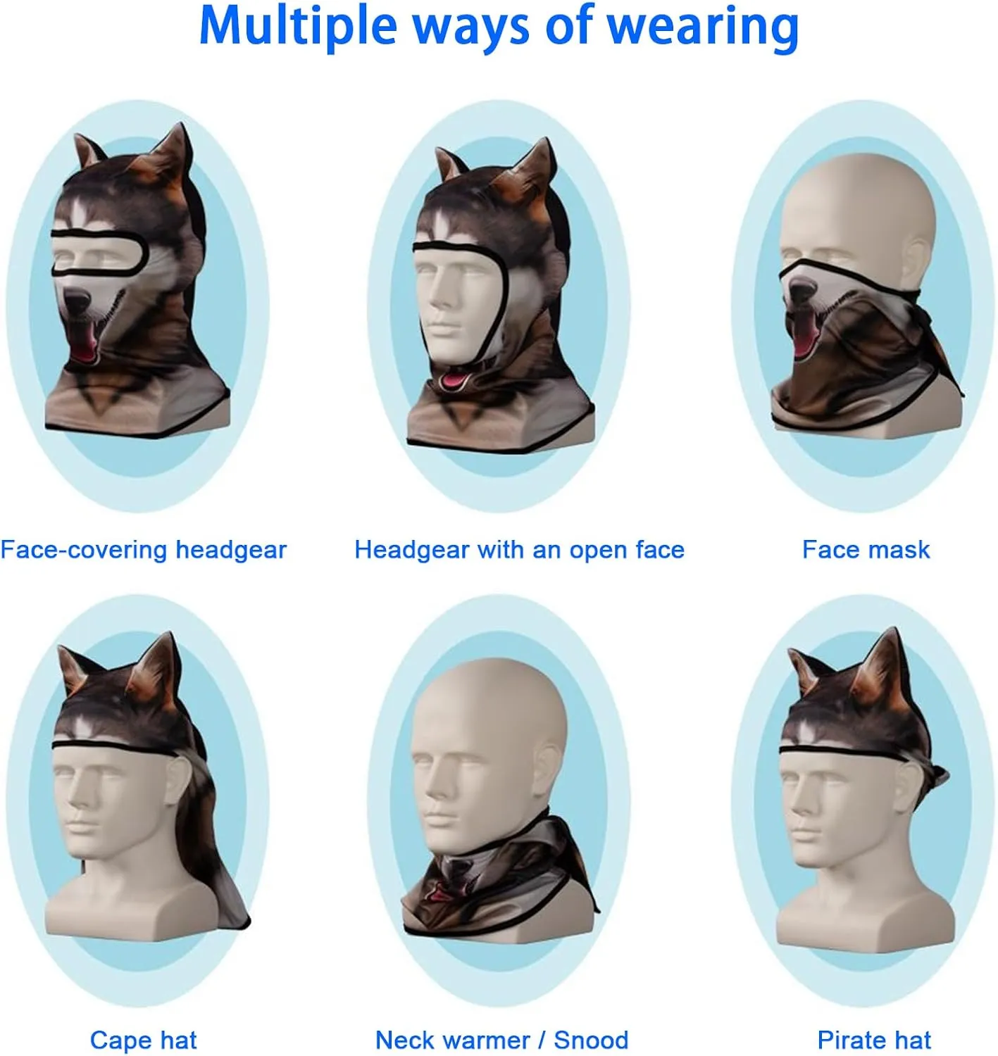 3D Cat Ski Balaclava Sheisty Face Mask with Ears, Animal Ski Mask, Suitable for Music Festivals,Raves,Ski,Halloween or Party Outdoor
