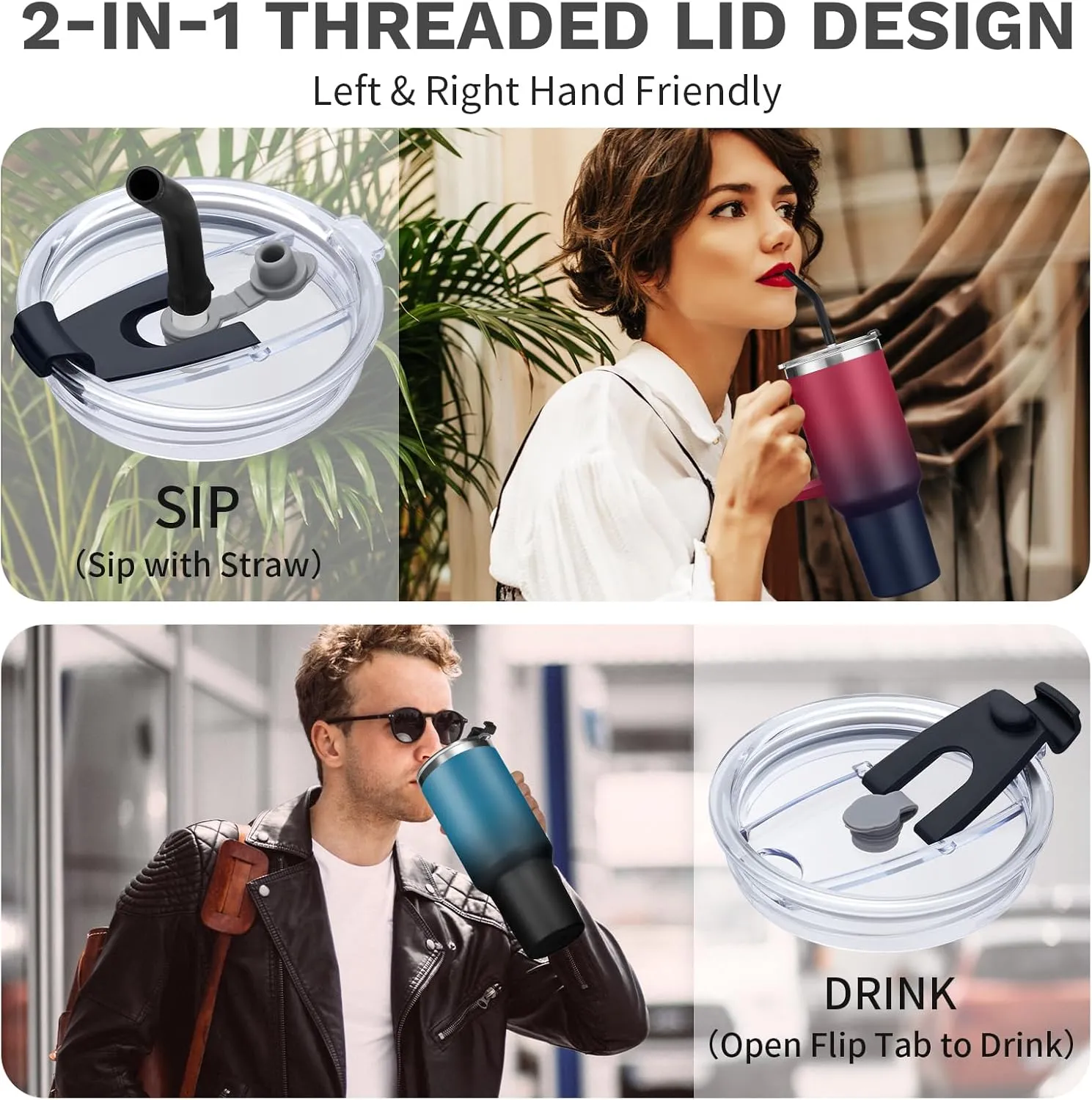 40 oz Insulated Tumbler for 100% Leak Proof, Stainless Steel Reusable Cups with Lids and Straws, Double Wall Vacuum Coffee Travel Mug Gift for Family Friends Teachers, Dishwasher Safe, BPA Free