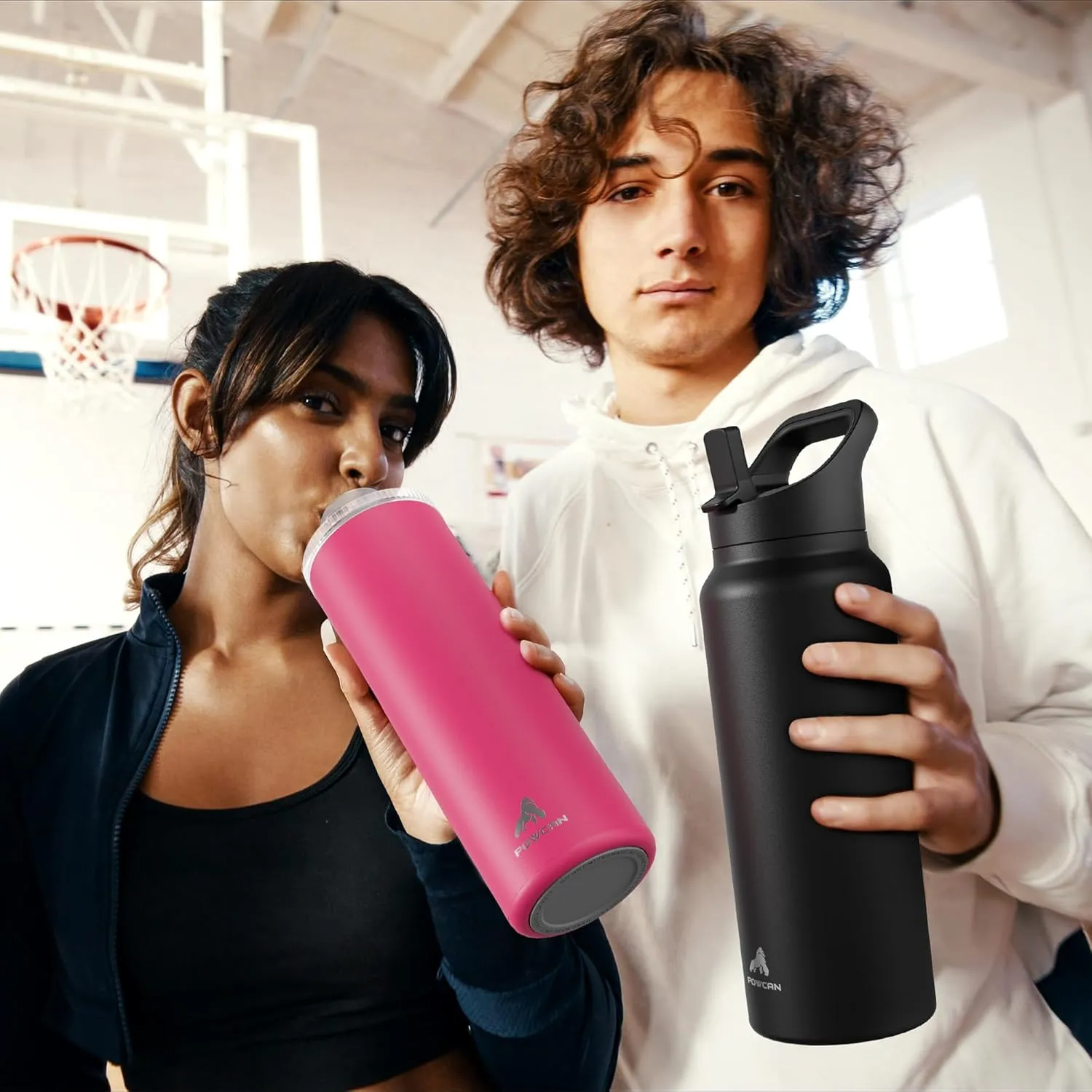 40 oz Insulated Water Bottle for Hiking: 3 Lids, Leakproof, Keep Ice 24H and Hot 12H, Double Wall, Large Metal Water Flask with Handle for Sports, Camping, Climbing, Workout, Travel (Tropical Pink)