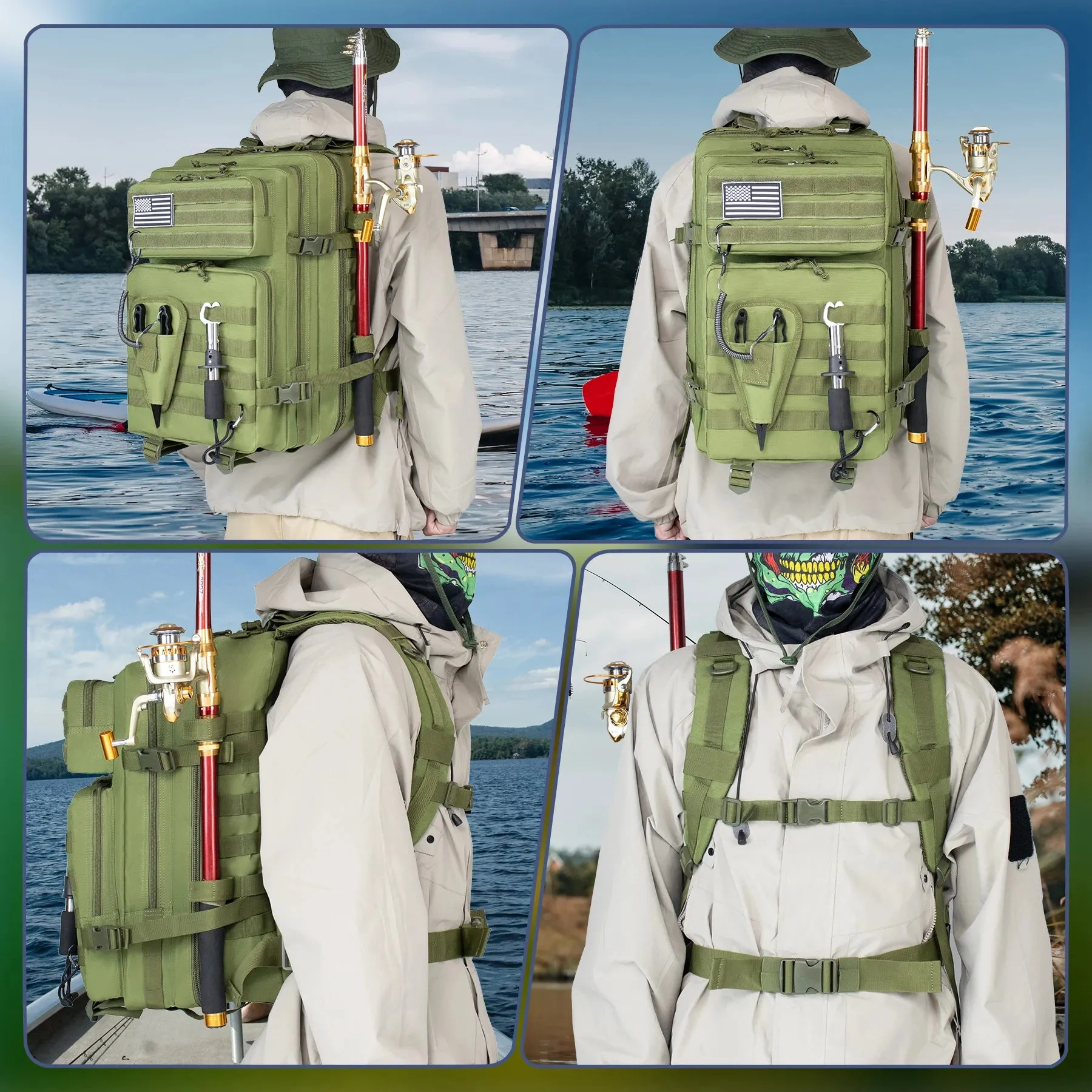 45L Fishing Hunting Bag, Tactical Backpack