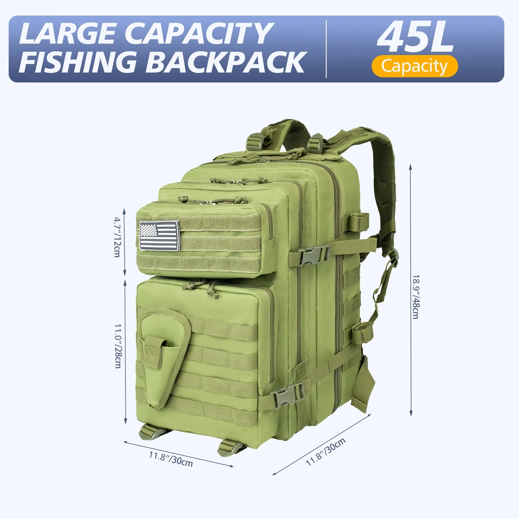 45L Fishing Hunting Bag, Tactical Backpack