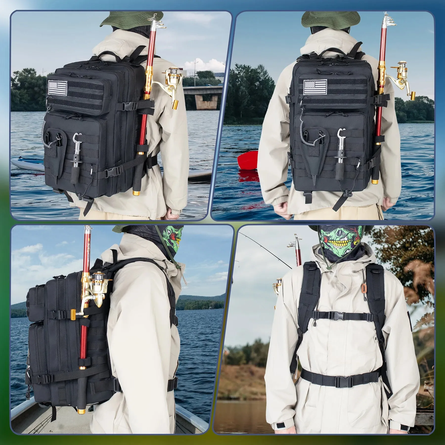 45L Fishing Hunting Bag, Tactical Backpack
