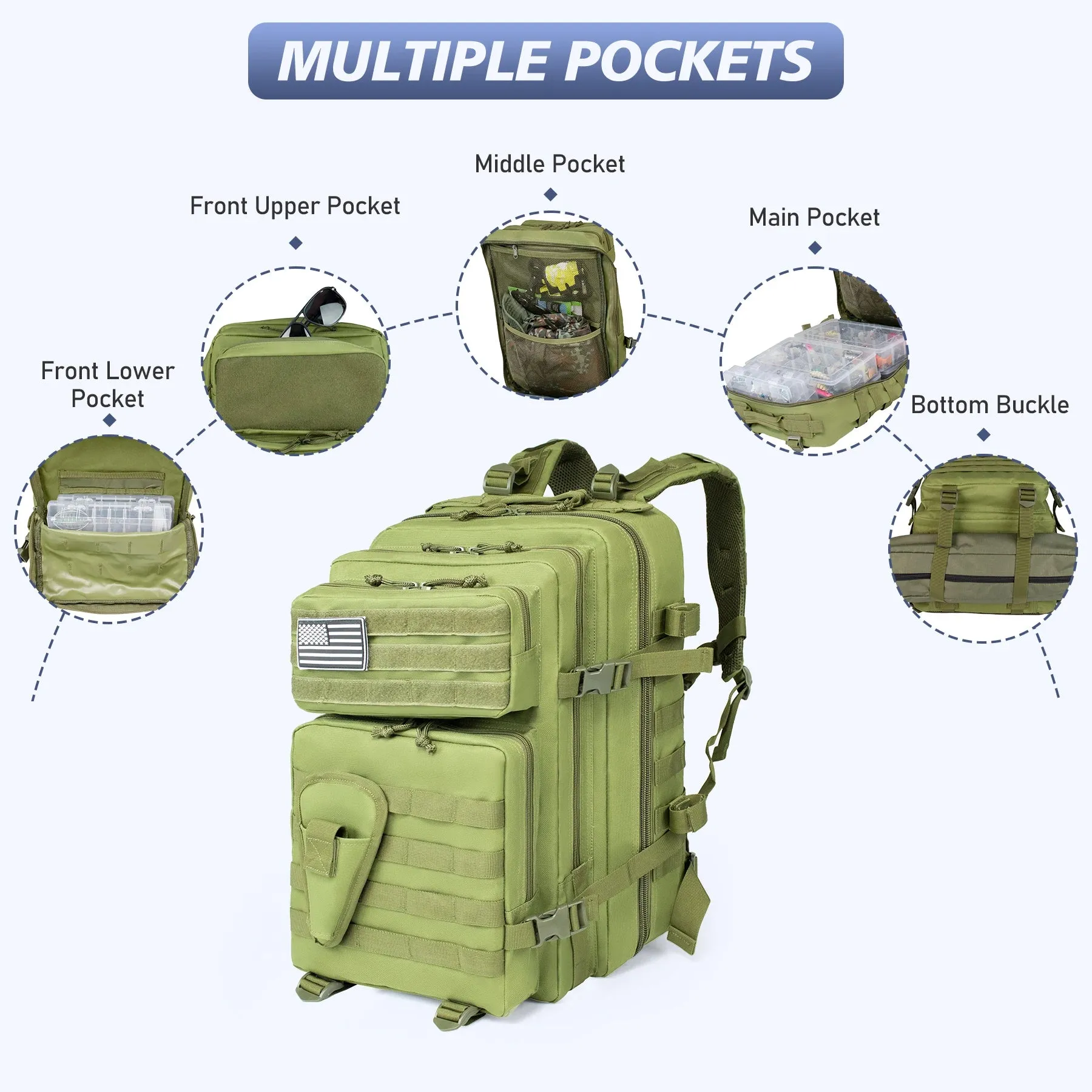 45L Fishing Hunting Bag, Tactical Backpack