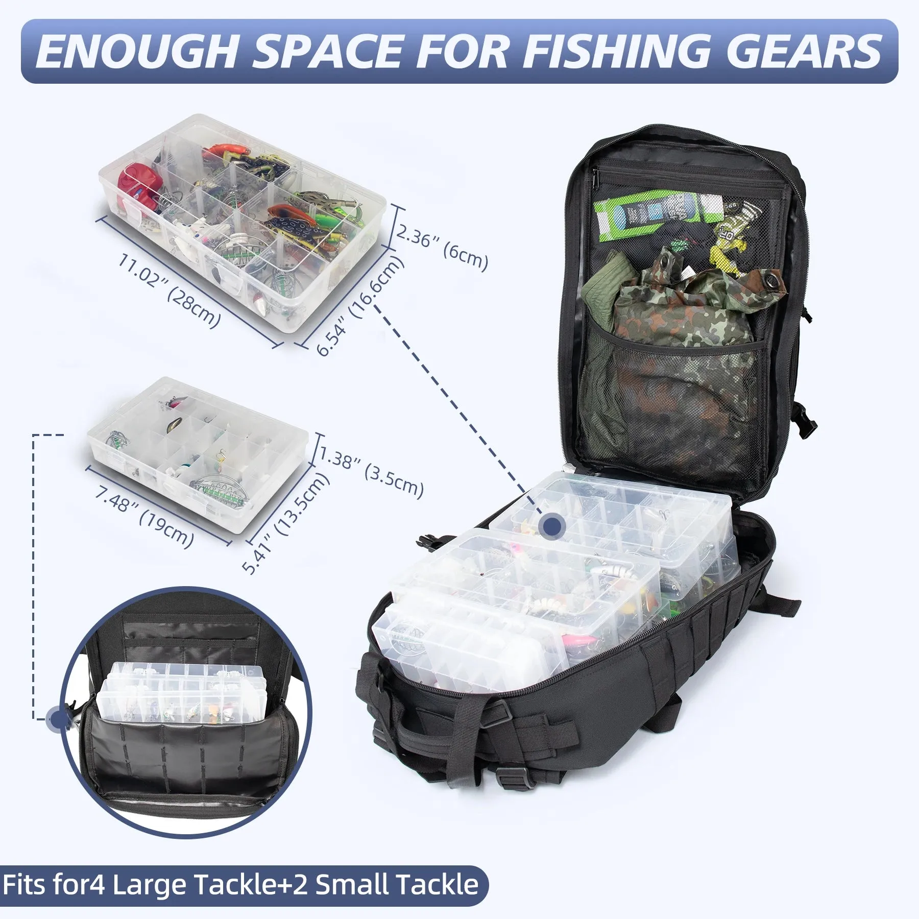 45L Fishing Hunting Bag, Tactical Backpack