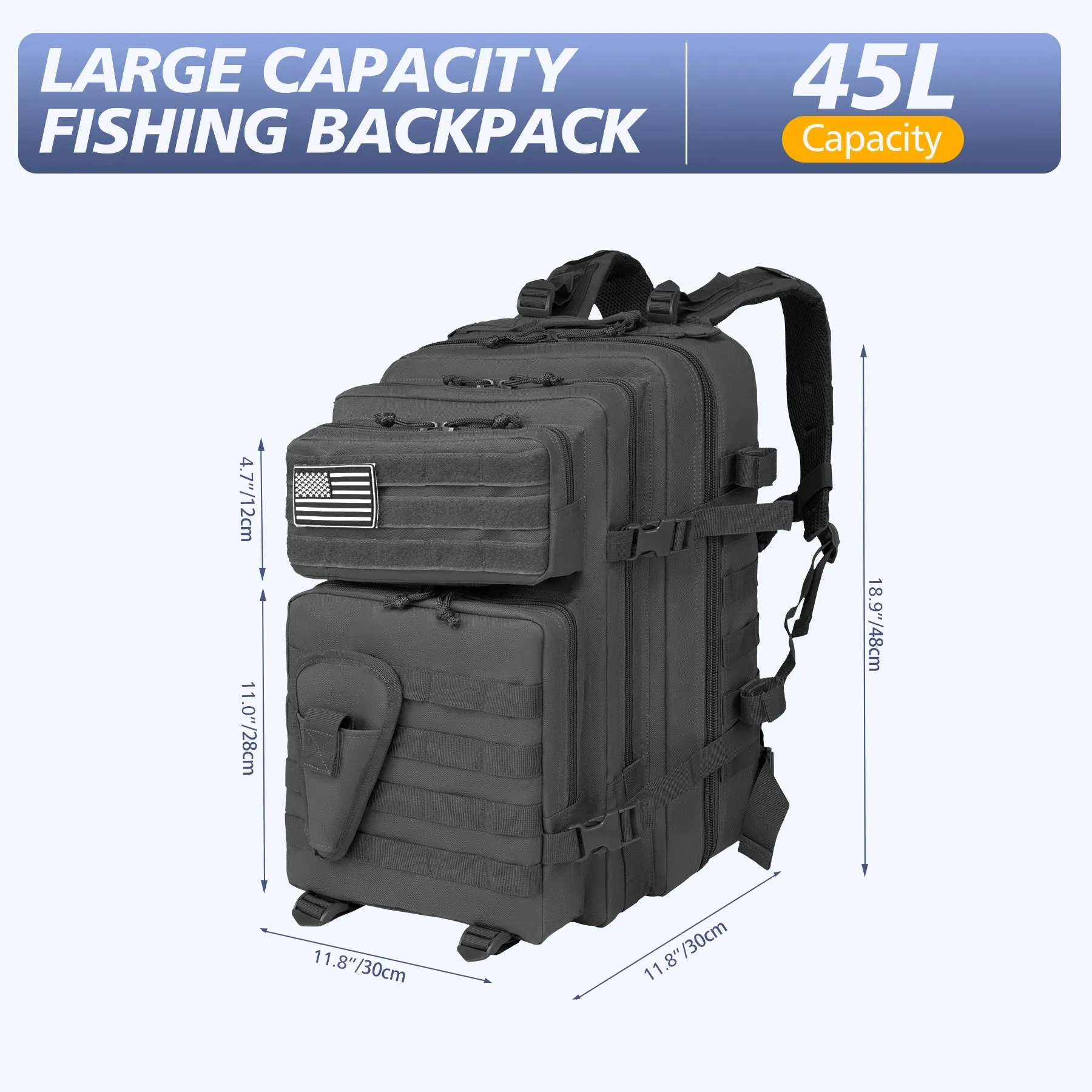 45L Fishing Hunting Bag, Tactical Backpack