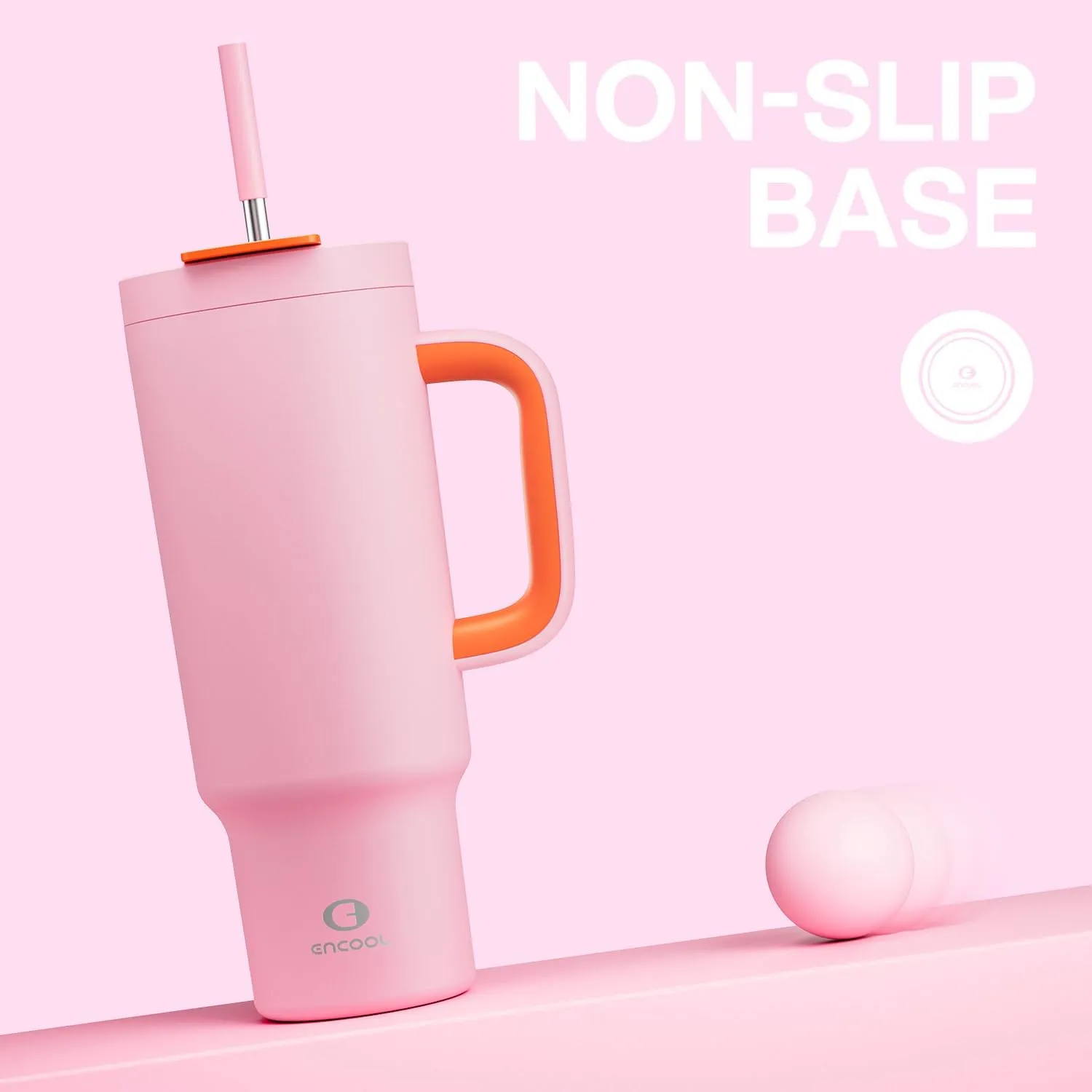 50 oz Tumbler with Handle and Straw, 100% Leakproof Insulated Tumbler with Lid and Straw, Stainless Steel Travel Mug, Keeps Cold for 34 Hours, Car Cup Holder Friendly (Blush)