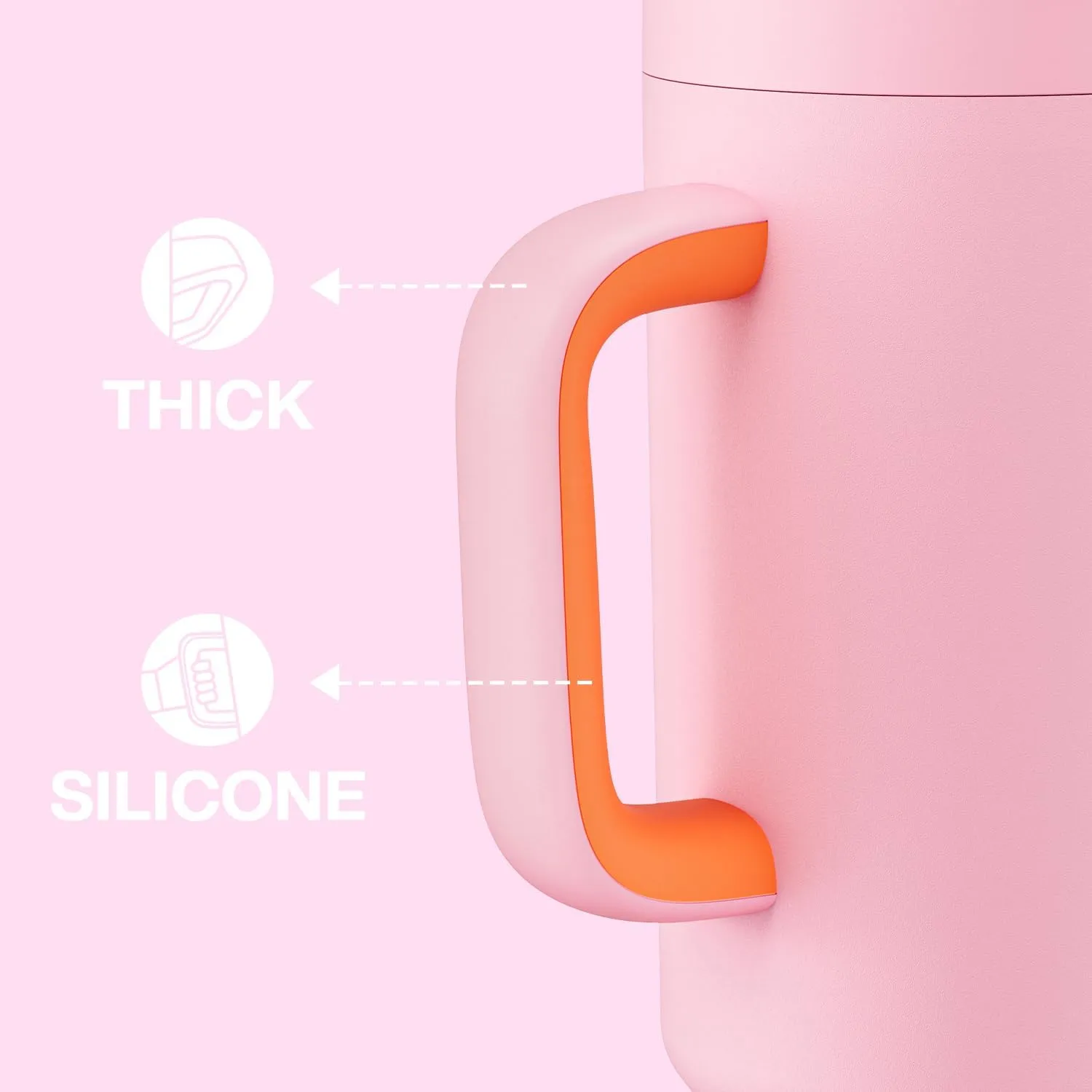 50 oz Tumbler with Handle and Straw, 100% Leakproof Insulated Tumbler with Lid and Straw, Stainless Steel Travel Mug, Keeps Cold for 34 Hours, Car Cup Holder Friendly (Blush)