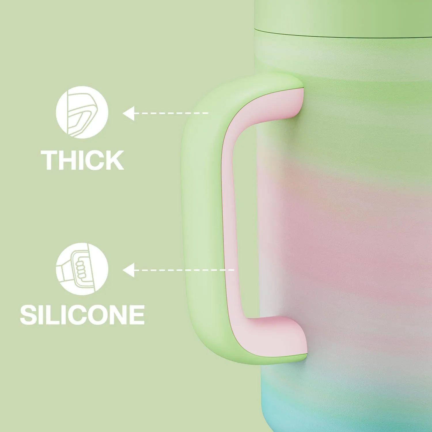 50 oz Tumbler with Handle and Straw, 100% Leakproof Insulated Tumbler with Lid and Straw, Stainless Steel Travel Mug, Keeps Cold for 34 Hours, Car Cup Holder Friendly (Fairy)