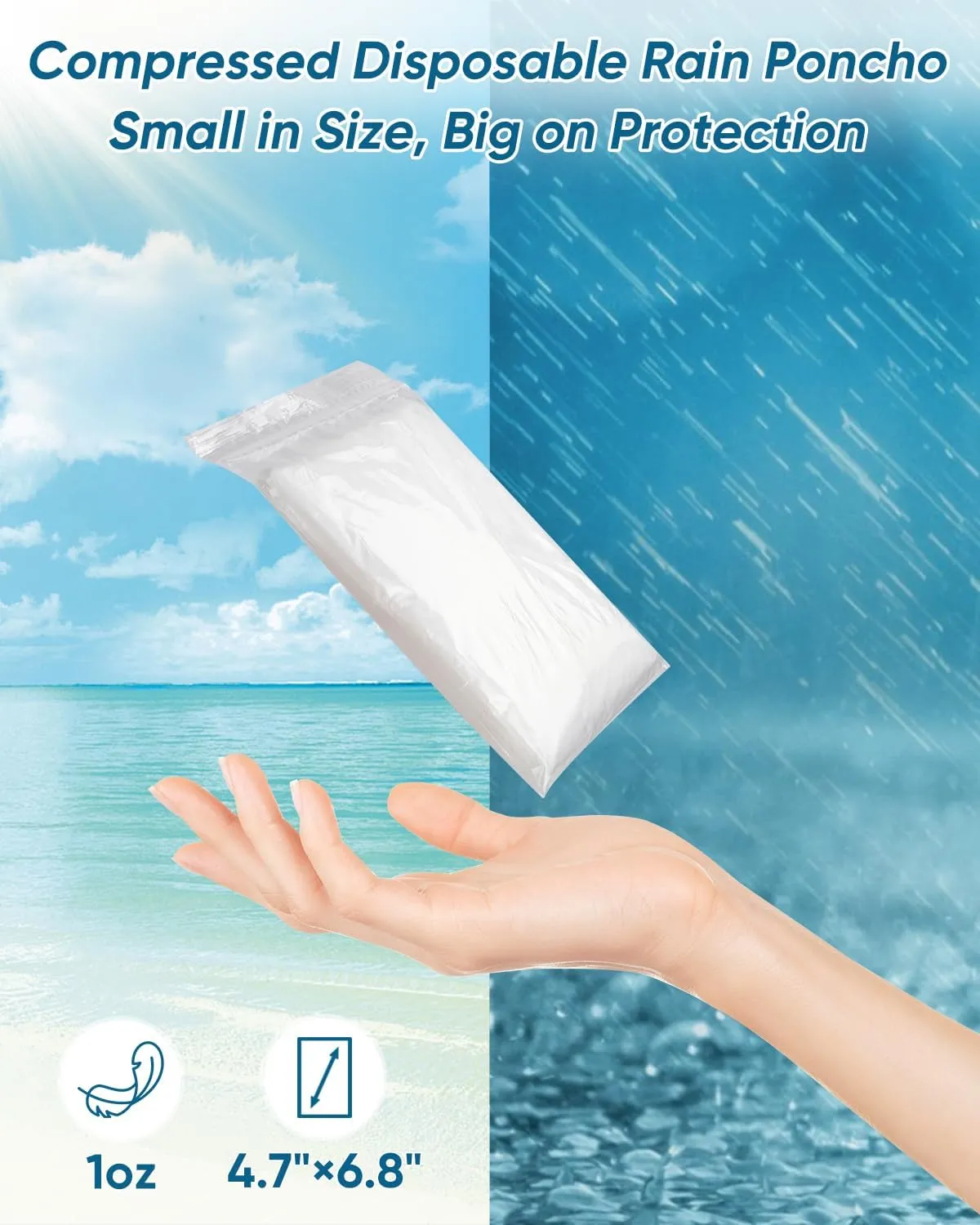 50/100 Pack Disposable Rain Ponchos with Hood for Adults, Family Pack Raincoats Bulk for Women