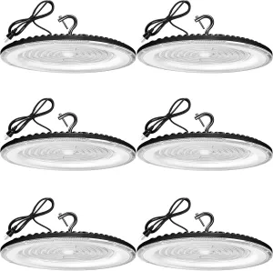 6 Pack 500W UFO Led High Bay Light Fixture,120V,5000K Daylight Commercial Shop Bay Lighting,75000LM,[2200W MH/HPS Equiv.] US Plug Area Lighting for Warehouse/Barn/Gym/Factory/Workshop/Garage