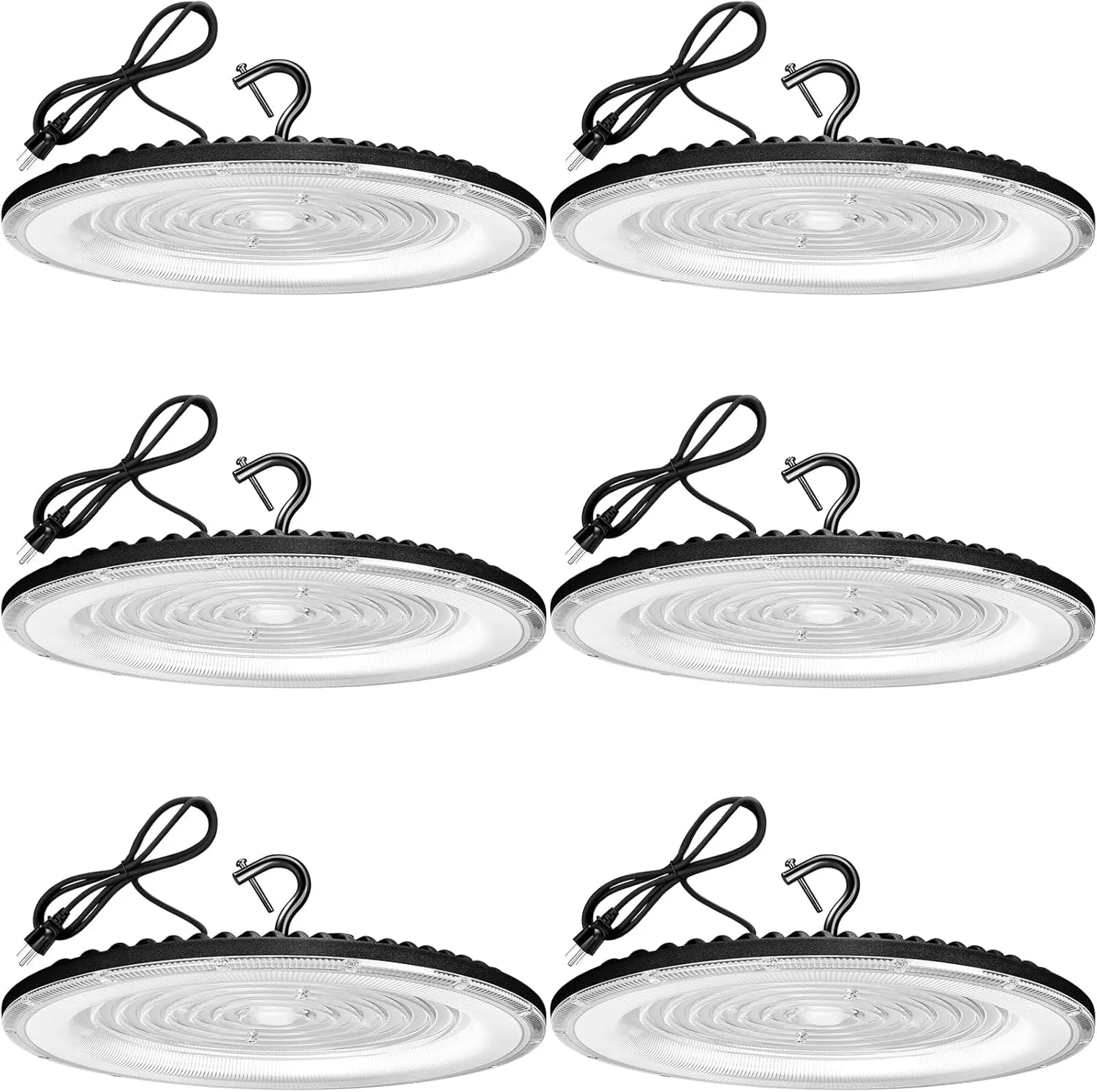 6 Pack 500W UFO Led High Bay Light Fixture,120V,5000K Daylight Commercial Shop Bay Lighting,75000LM,[2200W MH/HPS Equiv.] US Plug Area Lighting for Warehouse/Barn/Gym/Factory/Workshop/Garage