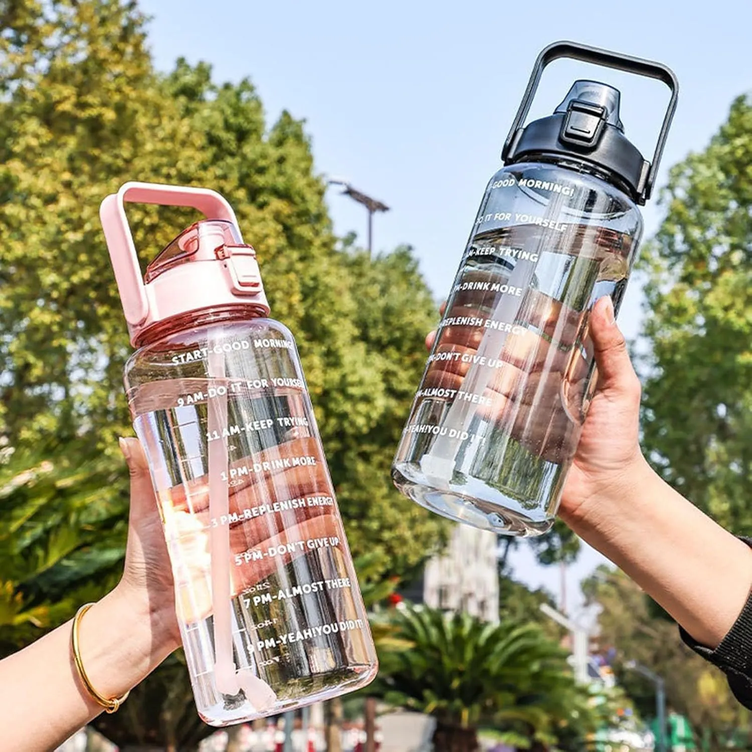 64 Ozwater Bottles with Handle and Time Markers for All Day Hydration,Leakproof BPA-Free Plastic Water Bottle with Straw,Large Water Jug,Large Water Bottle for Sports Fitness Workout Gym Outdoor
