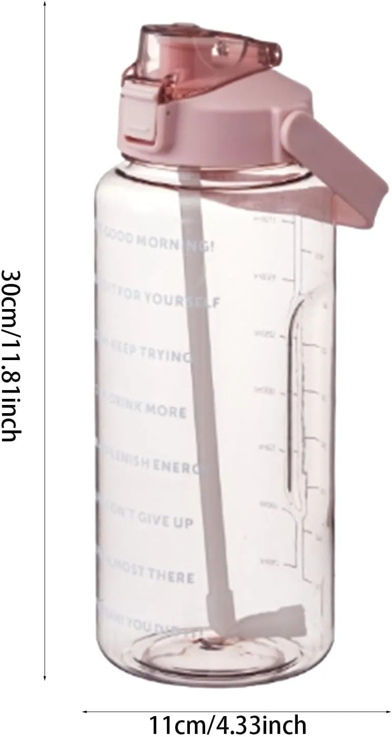 64 Ozwater Bottles with Handle and Time Markers for All Day Hydration,Leakproof BPA-Free Plastic Water Bottle with Straw,Large Water Jug,Large Water Bottle for Sports Fitness Workout Gym Outdoor