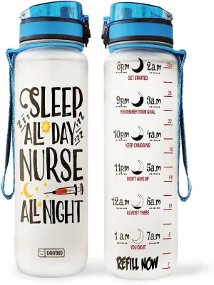 64HYDRO 32oz 1liter Nurse Water Bottles with Times Marker, Motivational Water Tracker Bottle with Times to Drink, Nurse Weeks, Nurses Graduation, Appreciation Gifts, Nursing Gift for Women