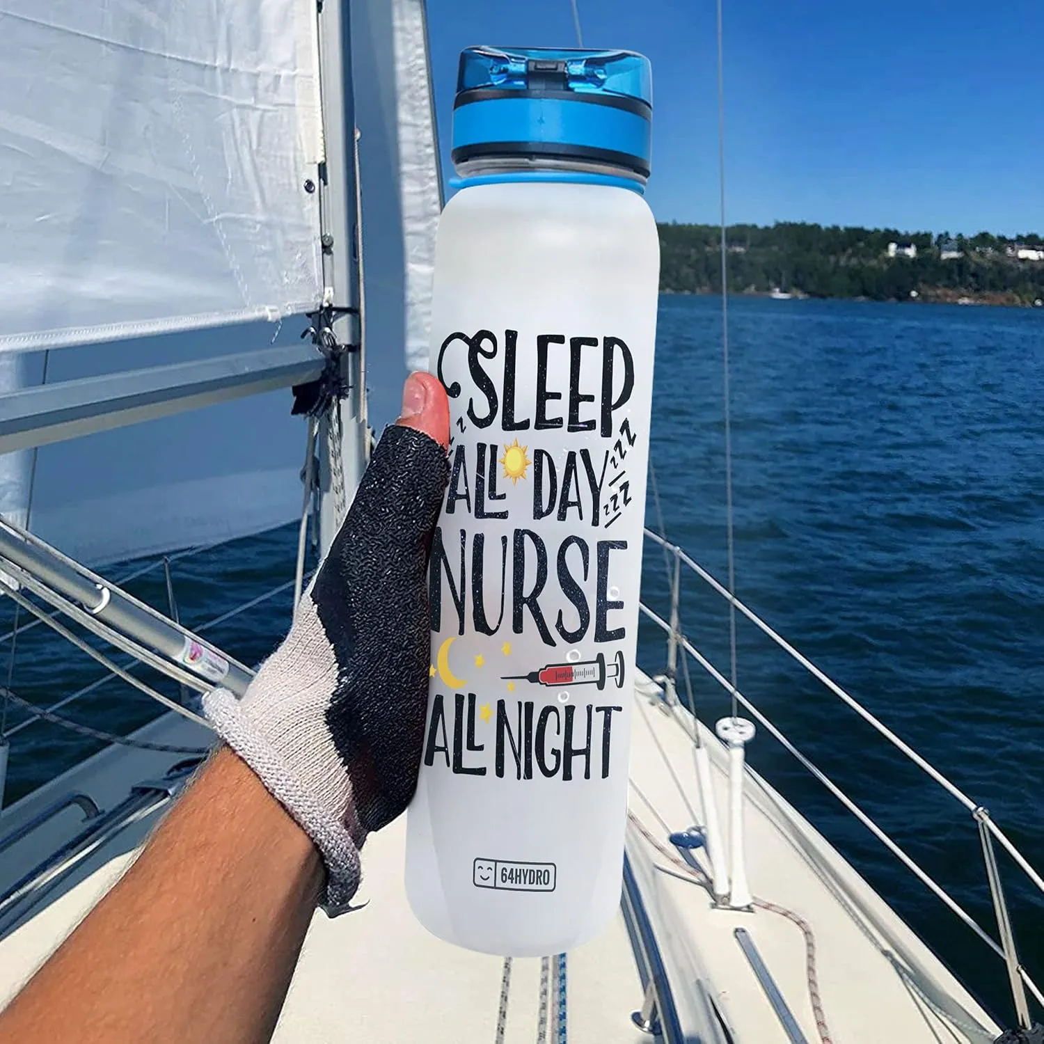 64HYDRO 32oz 1liter Nurse Water Bottles with Times Marker, Motivational Water Tracker Bottle with Times to Drink, Nurse Weeks, Nurses Graduation, Appreciation Gifts, Nursing Gift for Women