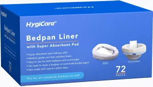 72 Pack Commode Liners with Absorbent Pads for Bedside Commode Chairs, Bed Pans, and Portable Toilets, Disposable, Leakproof, Sturdy, for Adults, Seniors, Medical Care, and Camping