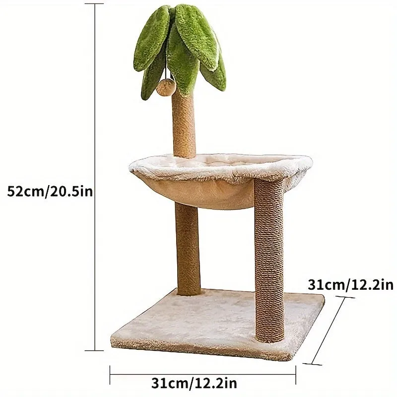 A Cat Tree Tower with a Hammock And Cat Bed - YVH9