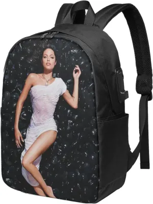 A-ngelina Jolie Simple Large Capacity Backpack, The Whole Bag Is Stylish And Lightweight Black