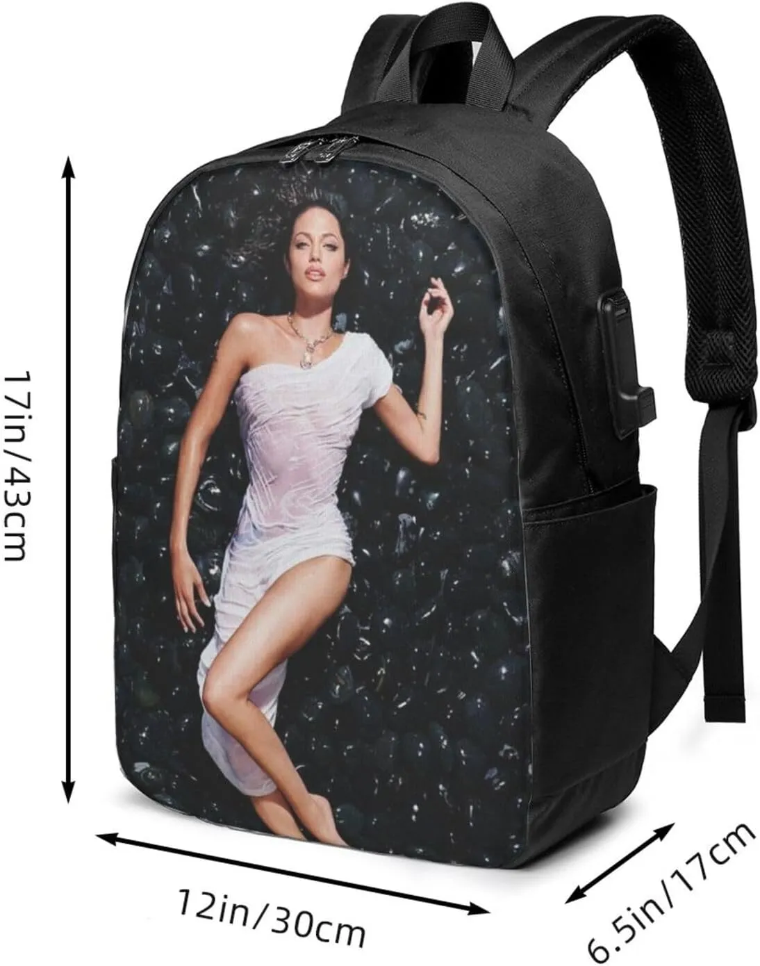A-ngelina Jolie Simple Large Capacity Backpack, The Whole Bag Is Stylish And Lightweight Black