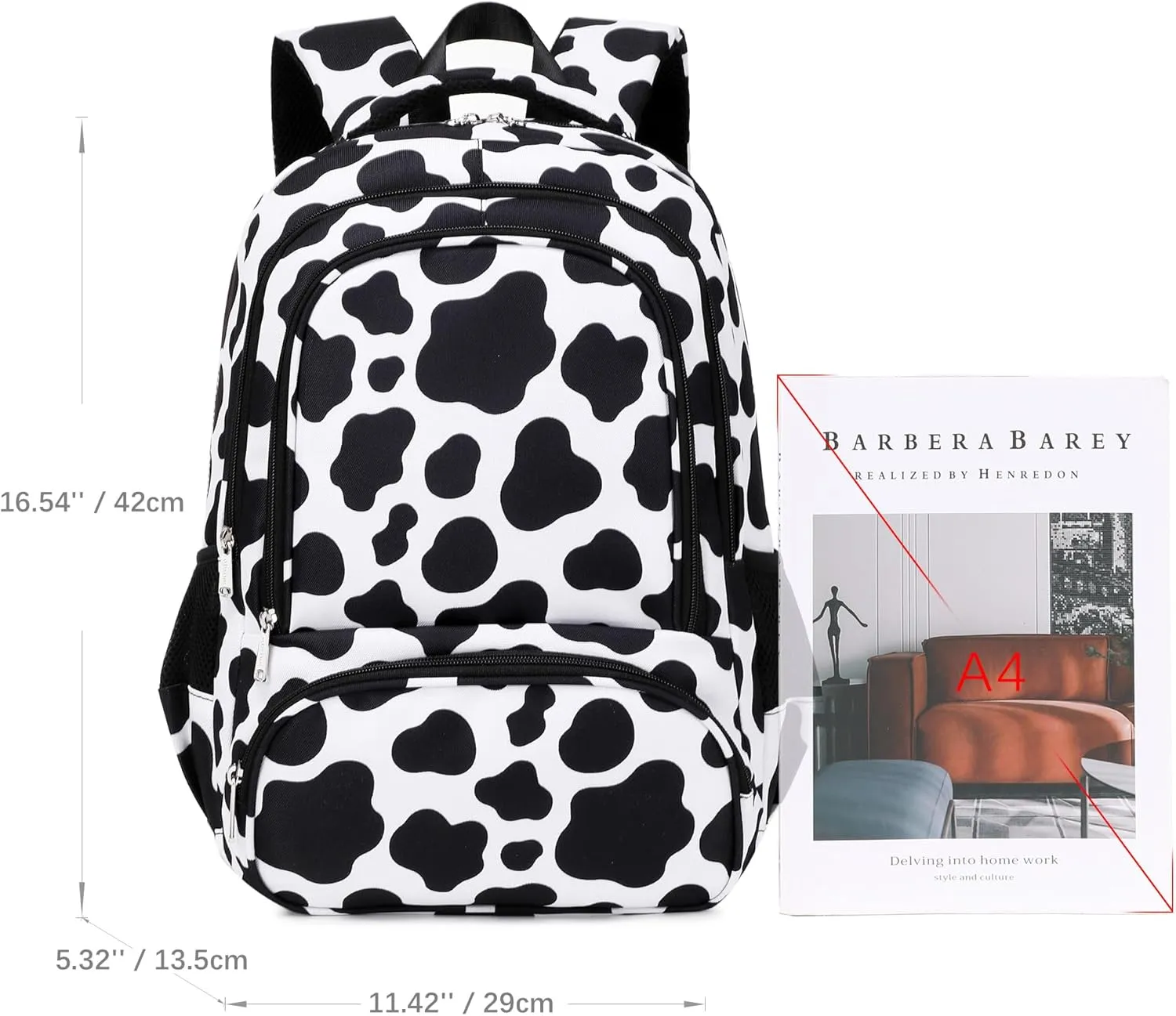 abshoo Lightweight Kids Backpack For Girl Kindergarten Elementary School Bookbag for Girls Ages 6-8-10 (Cow Print)