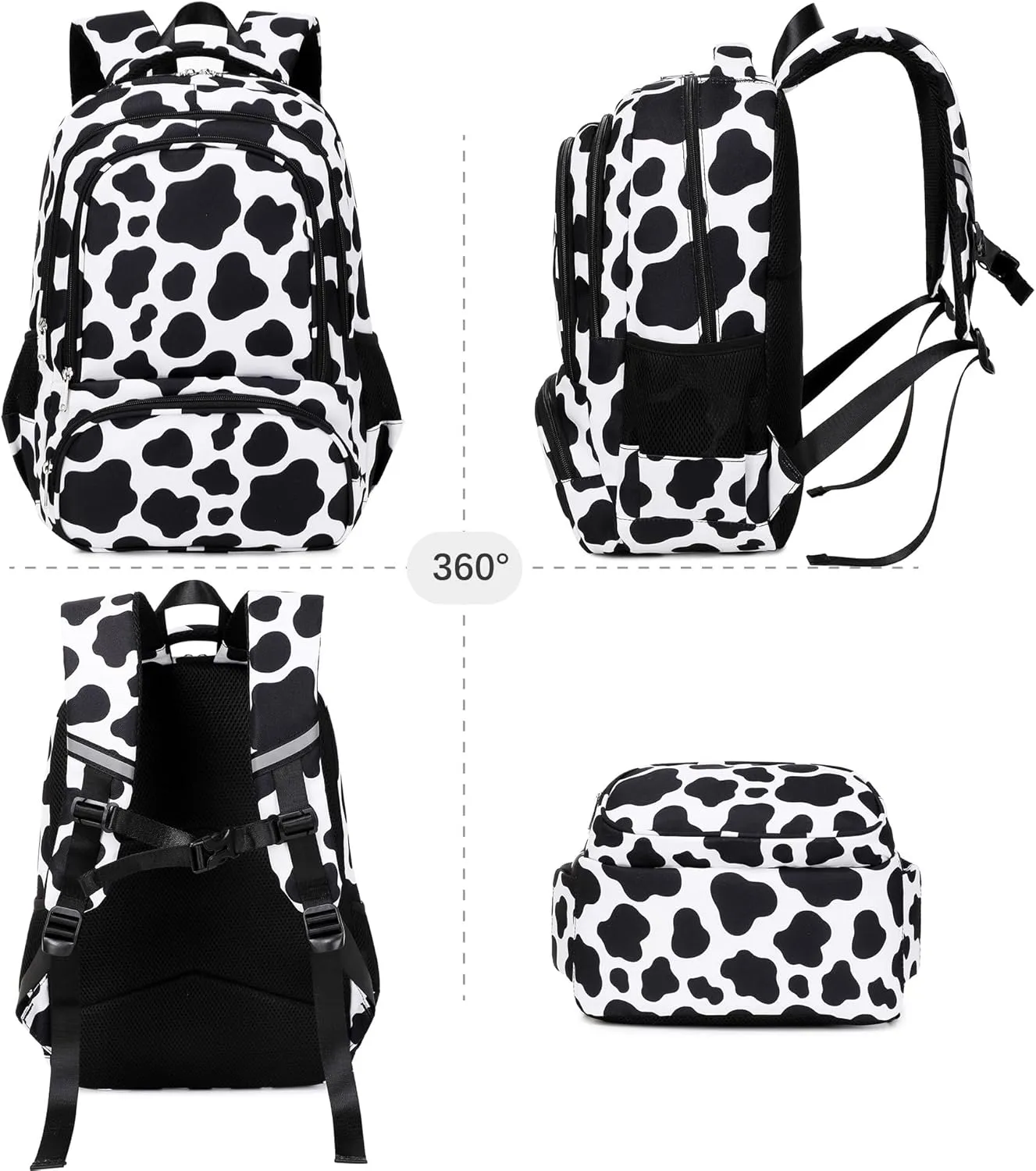abshoo Lightweight Kids Backpack For Girl Kindergarten Elementary School Bookbag for Girls Ages 6-8-10 (Cow Print)