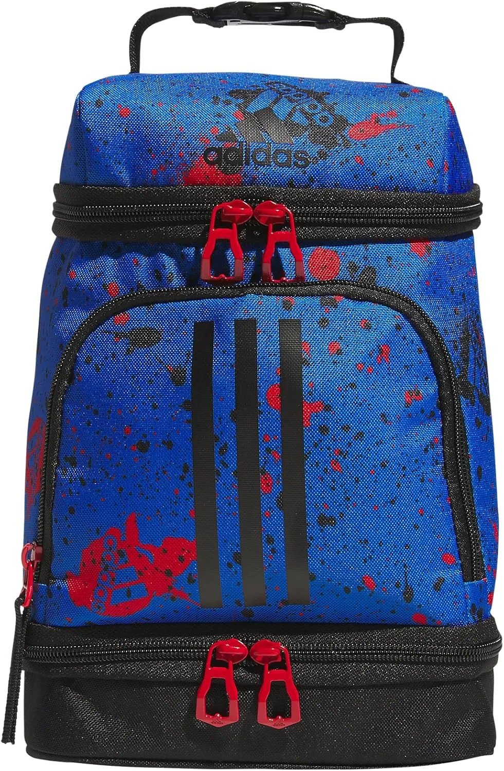adidas Excel Lunch Bag, Cooler with Zipper, Pocket for Ice Pack, and Clip, Temperature Control Insulation, Splatter Bright Royal/Black/Better Scarlet, One Size