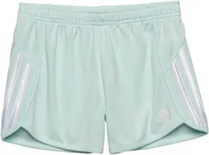 adidas Girls' 3 Stripe Mesh Short, Ice Mint, Elastic Waistband (US, Alpha, Small, Regular, Ice Mint)