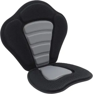 Adjustable Padded Deluxe Kayak Seat w/Storage Bag, Universal Backrest Seat w/4 fixed hooks, Portable Kayak Seat & Back for Fishing Boating Canoeing Rafting (Black Grey)