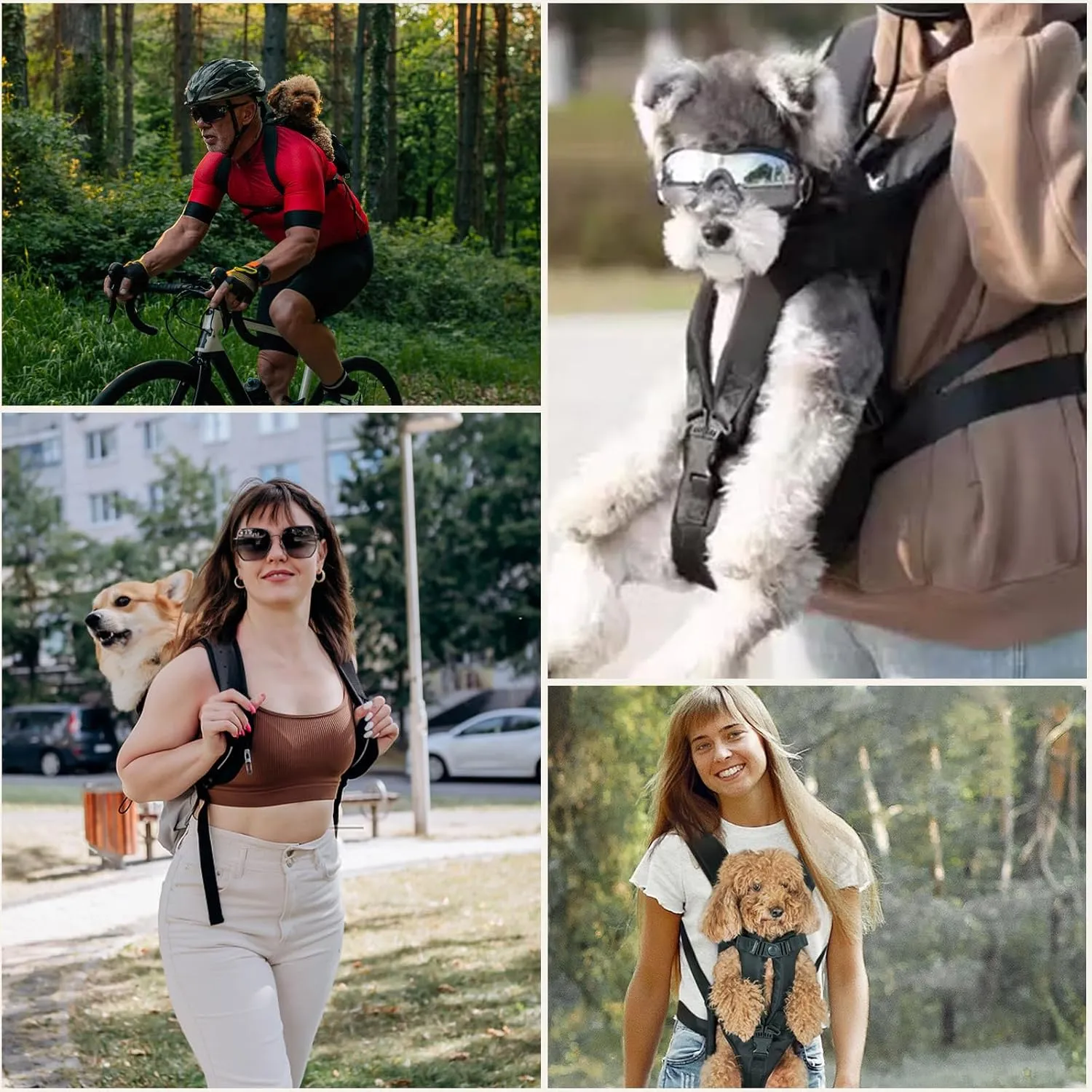 Adjustable Pet Front Carrier Backpack, Hands-Free Dog & Cat Travel Bag for Small & Medium Pets Easy-Fit Puppy Travel Backpack