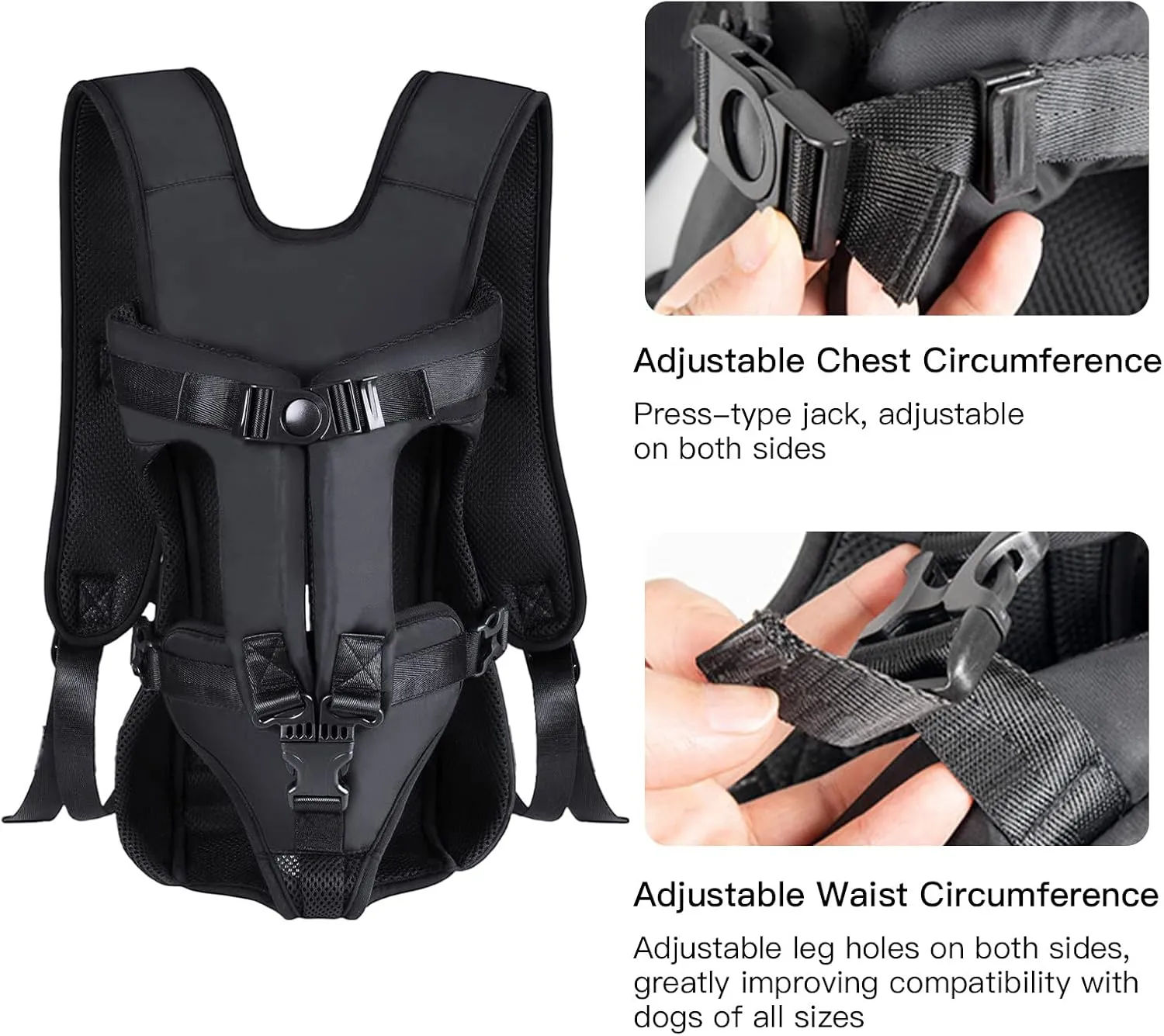 Adjustable Pet Front Carrier Backpack, Hands-Free Dog & Cat Travel Bag for Small & Medium Pets Easy-Fit Puppy Travel Backpack