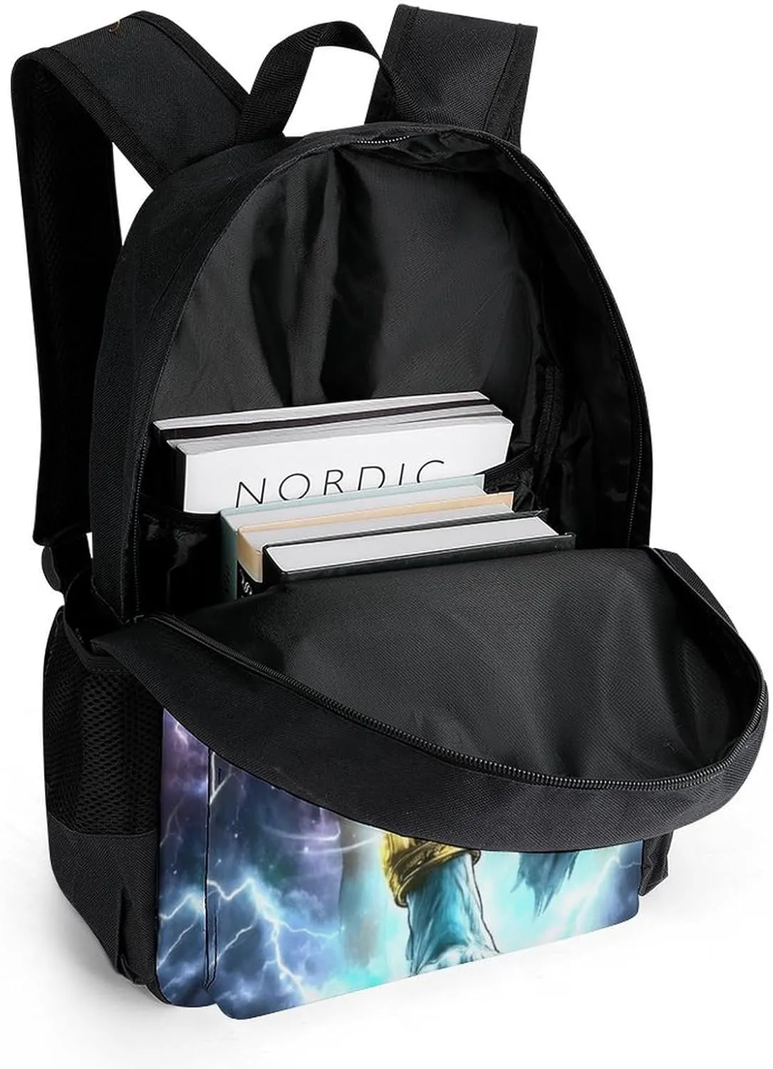 Adults Lightweight Cool Lightnings Cyan Wolf Shoulder Book Bags Big Capacity Shoulder Bag With Adjustable Shoulder Straps for Trekking Work Walking Cycling