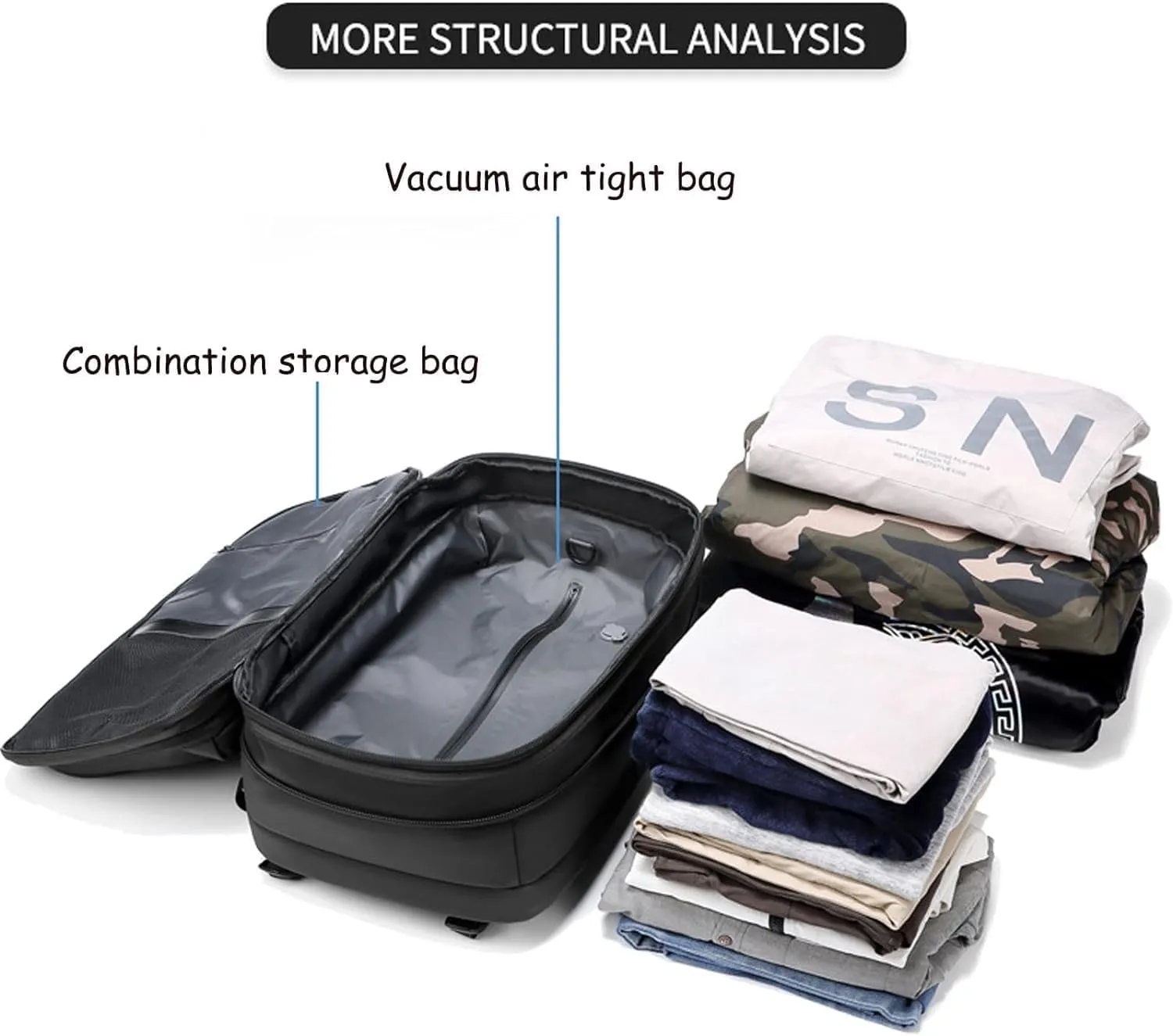 Aeropack Backpack, Aeropack Vacuum Compression Backpack, 2025 60l Expandable Backpack with Vacuum Compression (Gray 1.0, Bag)