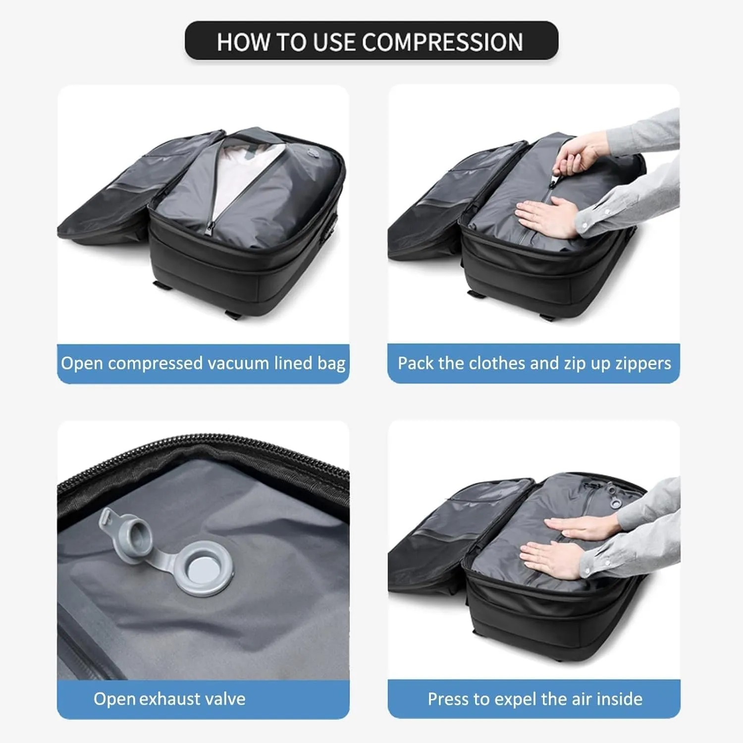 Aeropack Backpack, Aeropack Vacuum Compression Backpack, 2025 60l Expandable Backpack with Vacuum Compression (Gray 1.0, Bag)