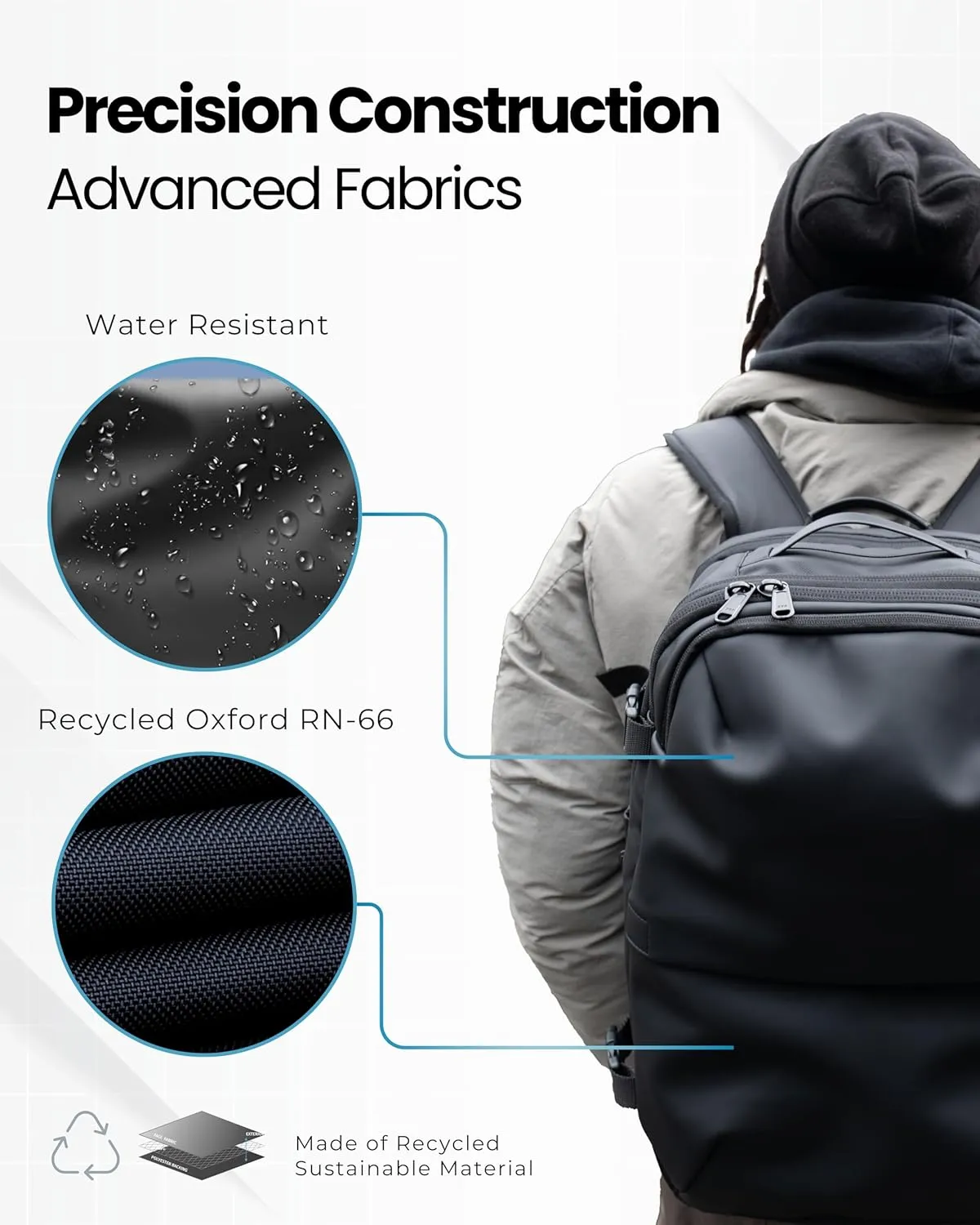 AirVault Vacuum Seal Travel Backpack 60L with Exapandable Vortex Air Compression Vacuum System Water Resistant TSA Lock (Vacuum Pump Included, Black, 60L)