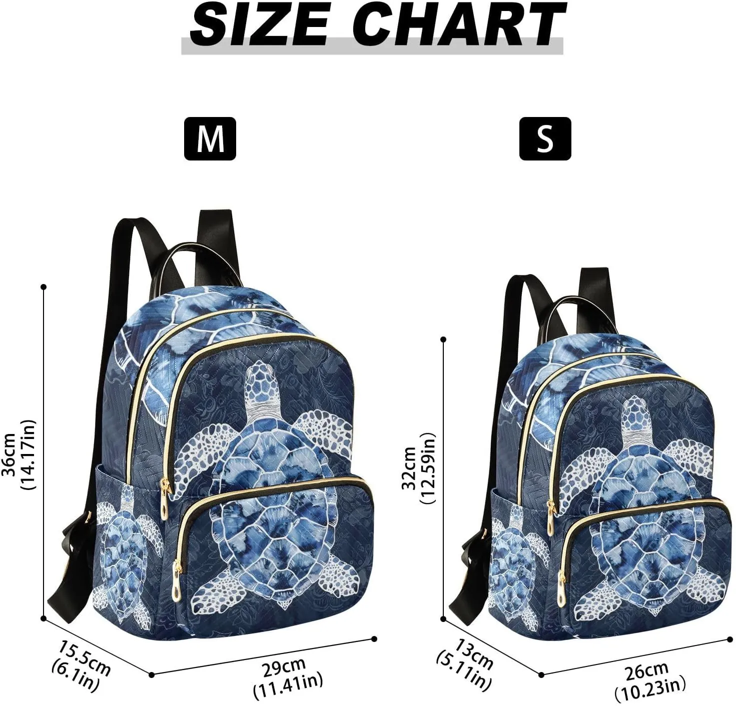 ALAZA Blue White Sea Turtle Mini Backpack Purse for Women Travel Bag Lightweight Shoulder Bag Fashion Daypack