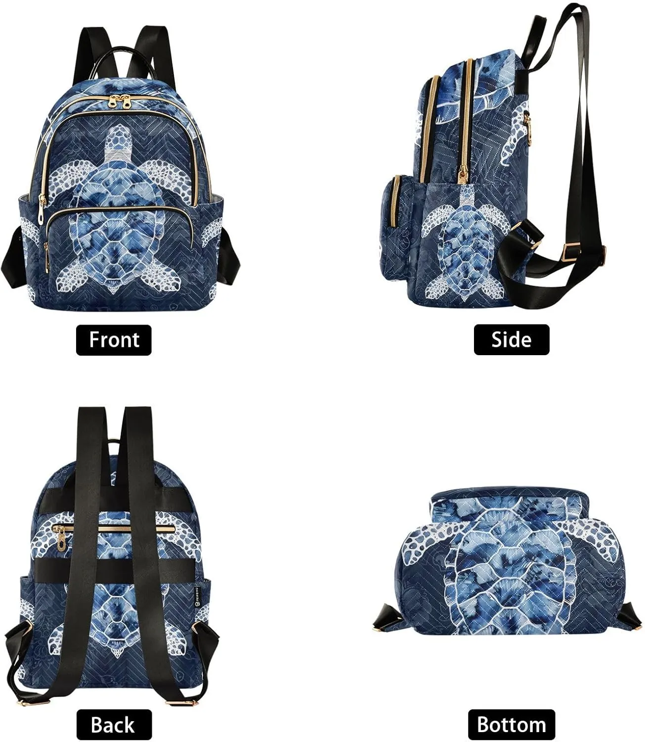 ALAZA Blue White Sea Turtle Mini Backpack Purse for Women Travel Bag Lightweight Shoulder Bag Fashion Daypack