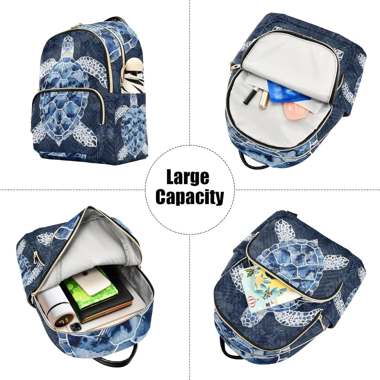 ALAZA Blue White Sea Turtle Mini Backpack Purse for Women Travel Bag Lightweight Shoulder Bag Fashion Daypack