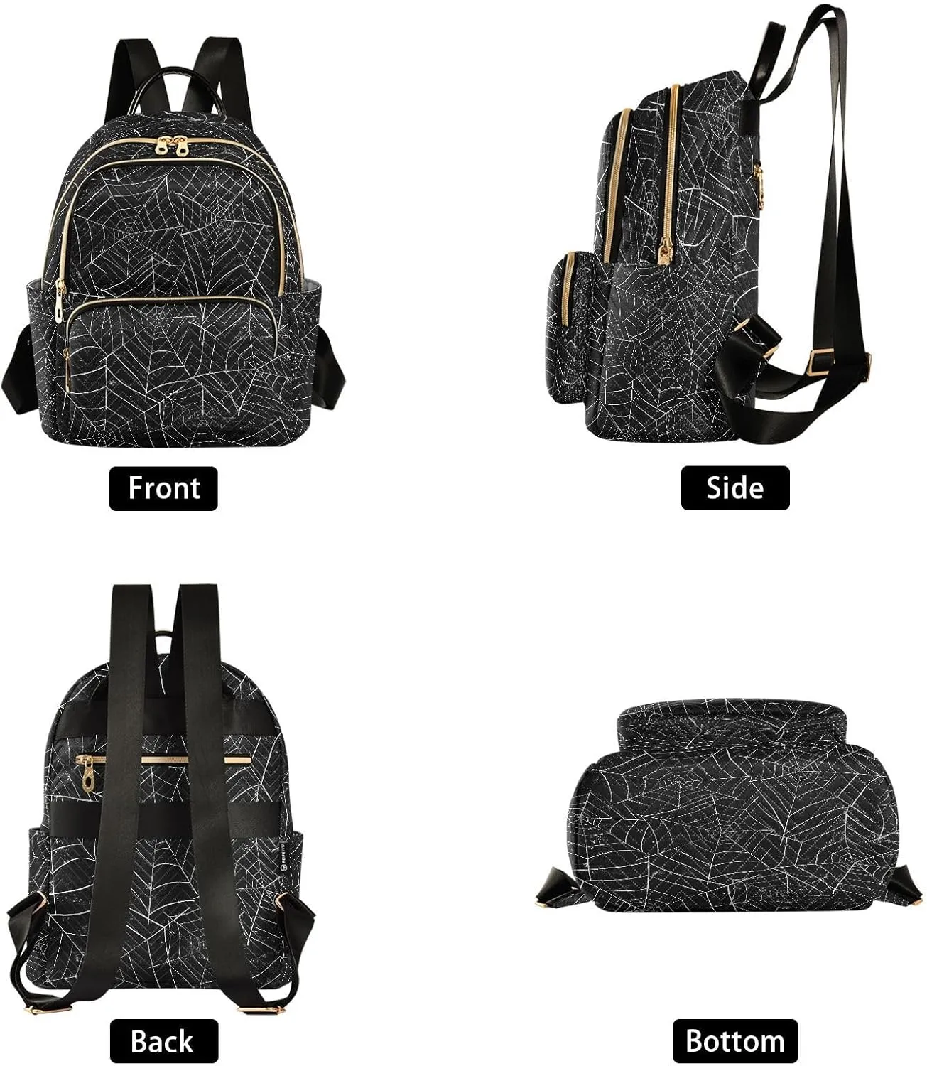 ALAZA Halloween Spiderweb Black Women Backpack Purse Ladies Fashion Shoulder Bag Daypack Travel Bag 7.5L