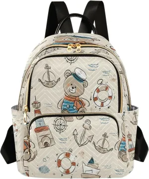 ALAZA Navigation Bear Pattern Mini Backpack Purse for Women Travel Bag Lightweight Shoulder Bag Fashion Daypack