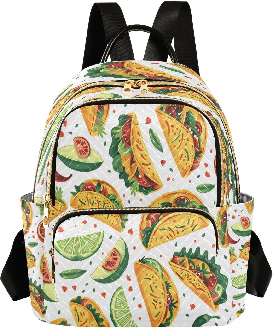 ALAZA Tacos Festive Mexican Imagery Small Backpack Purse for Women Travel Bag Lightweight Shoulder Bag Fashion Daypack
