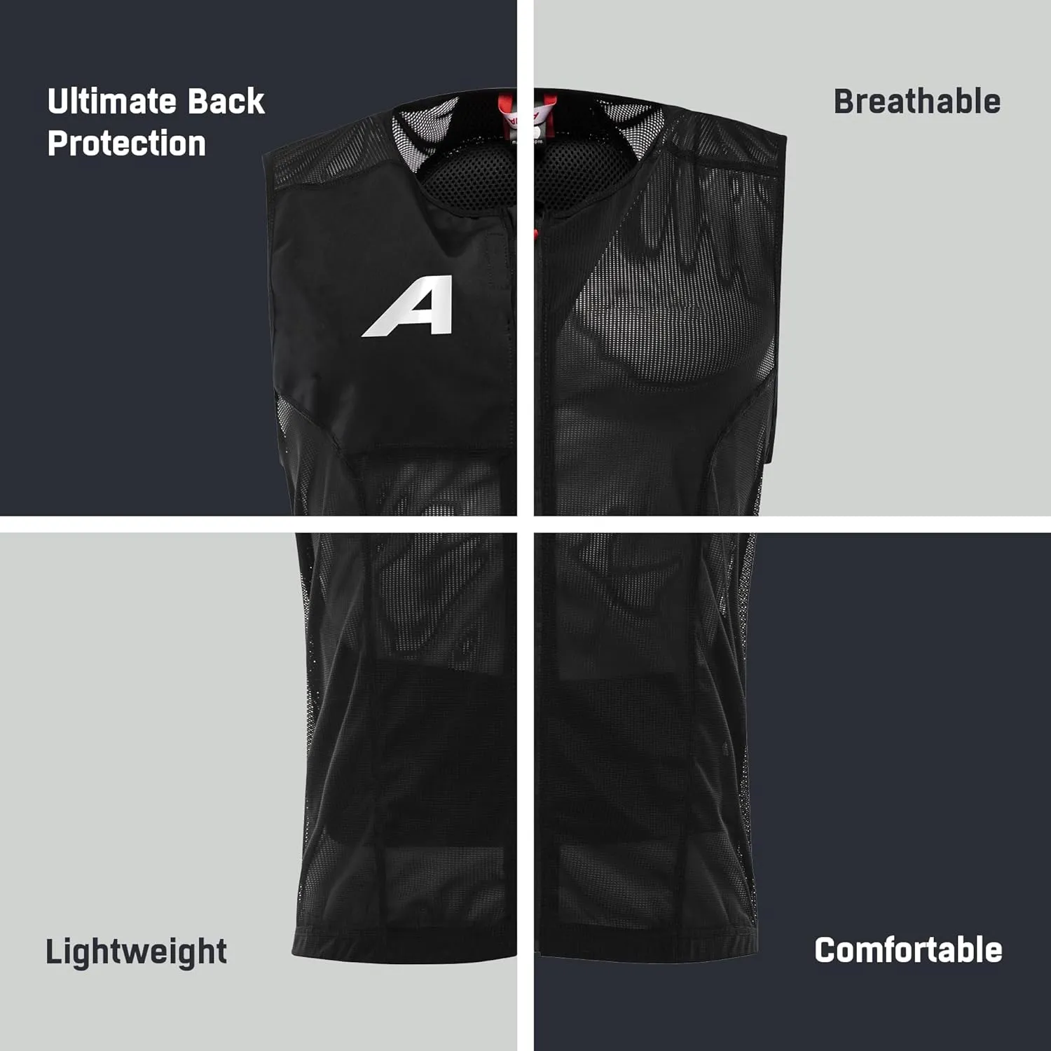ALPINA Proshield Back Protector Vest Men, Lightweight Flexible Spine Protection for Skiing Snowboarding, Black