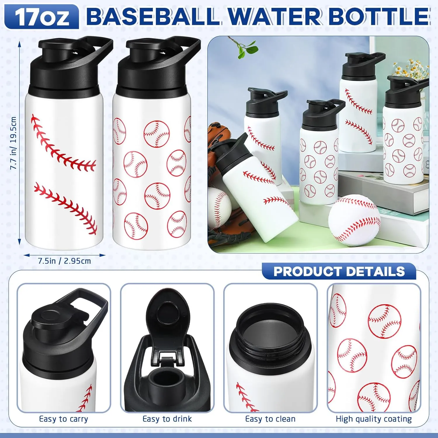 Aluminum Sports Water Bottle Bulk with Snap Lids, 17 oz Leakproof Reusable Cups, Metal Sports Bottle for Travel Gym Hiking Cycling Camping Bike Cages