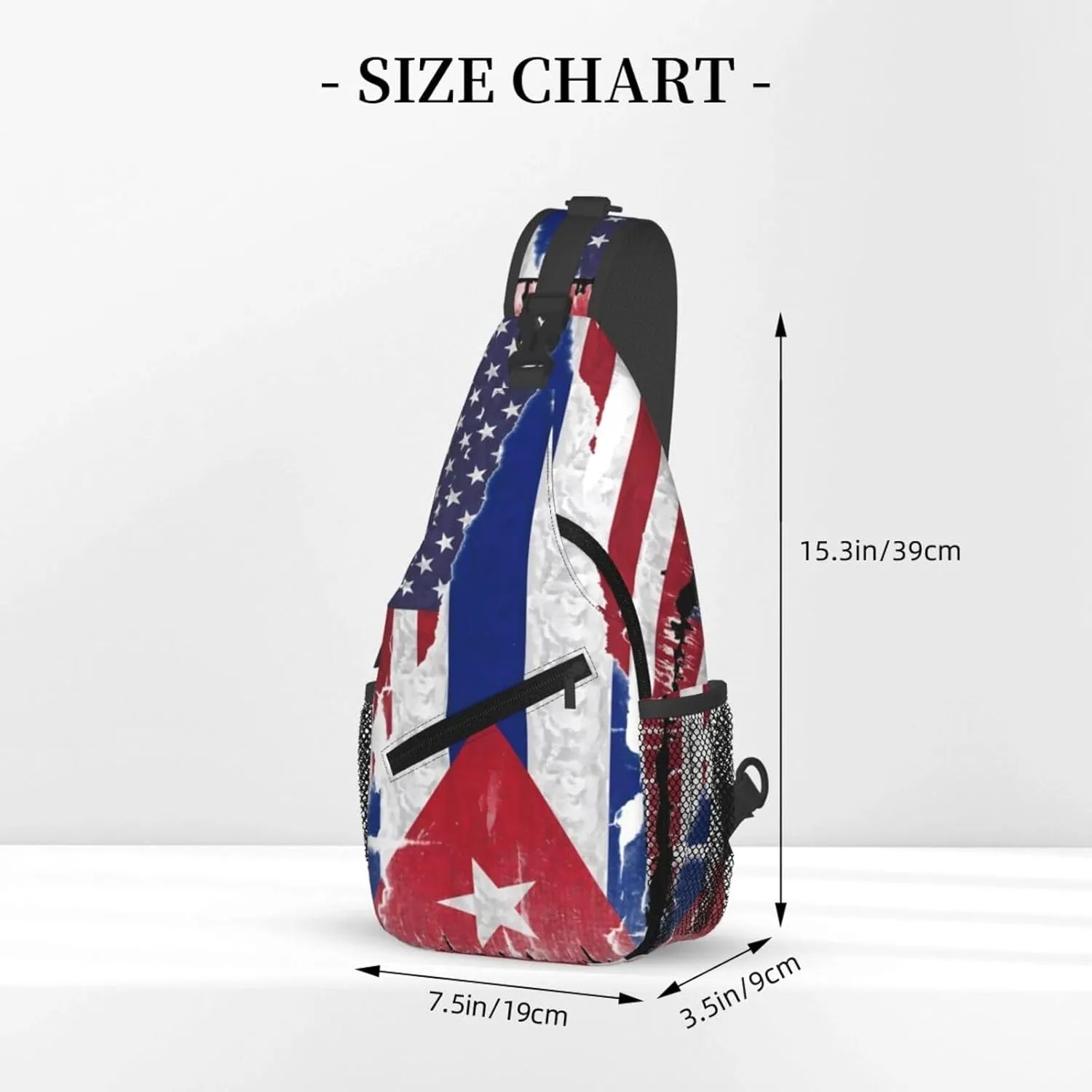 American Cuba Flag Cuban Roots Crossbody Bag Cross Chest Bag Adjustable Sling Backpack Sports Gym Shoulder Bags Travel Cycling Daypack Diagonally Casual Rucksack