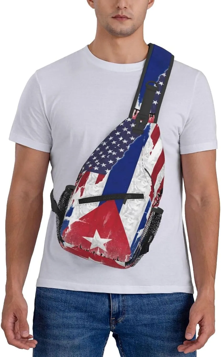 American Cuba Flag Cuban Roots Crossbody Bag Cross Chest Bag Adjustable Sling Backpack Sports Gym Shoulder Bags Travel Cycling Daypack Diagonally Casual Rucksack